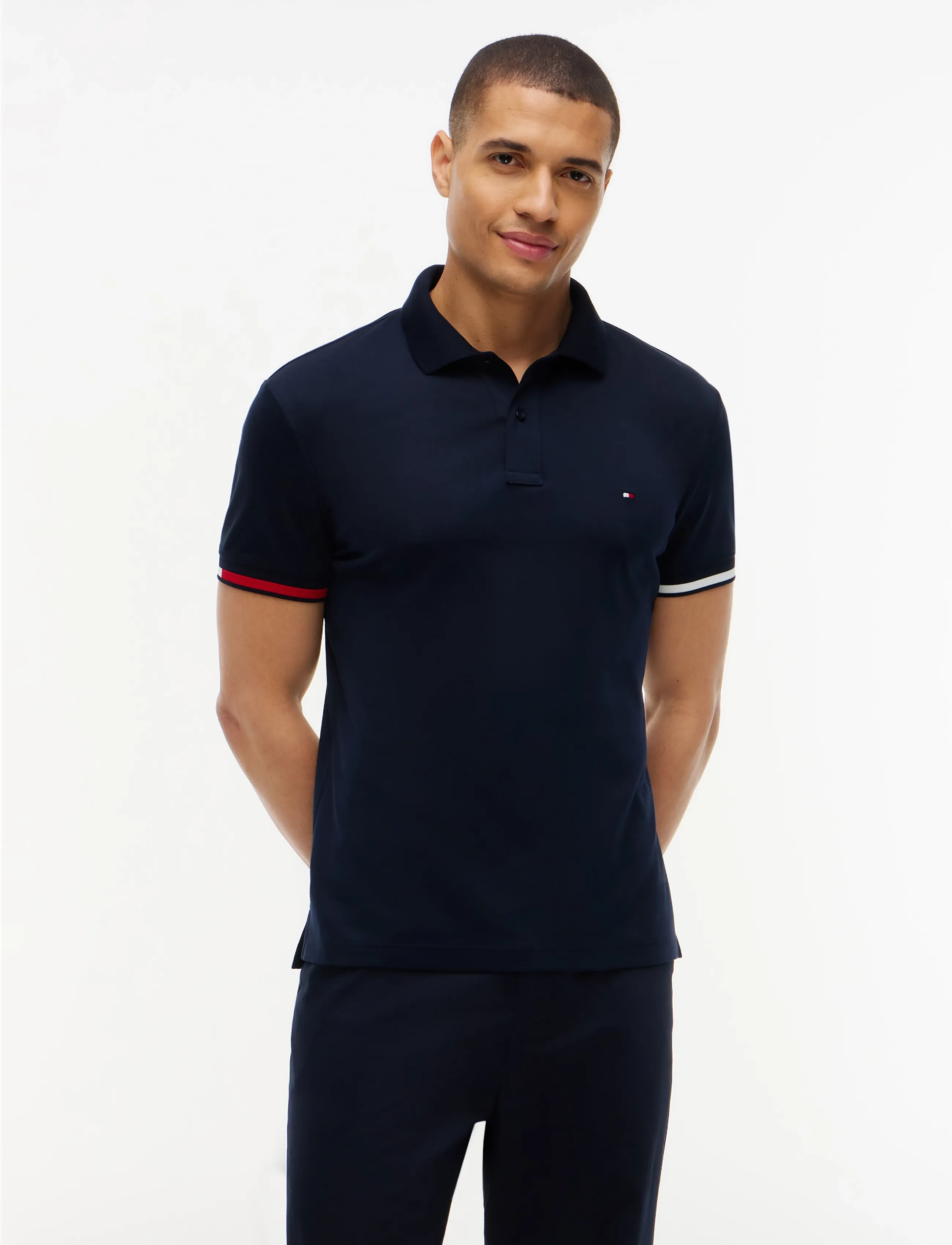 Tommy Hilfiger LIQUID COTTON CUFF SLIM POLO - Osta olukorra järgi - NAVY BLUE / navy