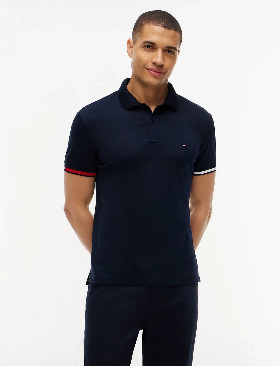 Tommy Hilfiger - LIQUID COTTON CUFF SLIM POLO - lühikeste varrukatega polod - navy blue - 0