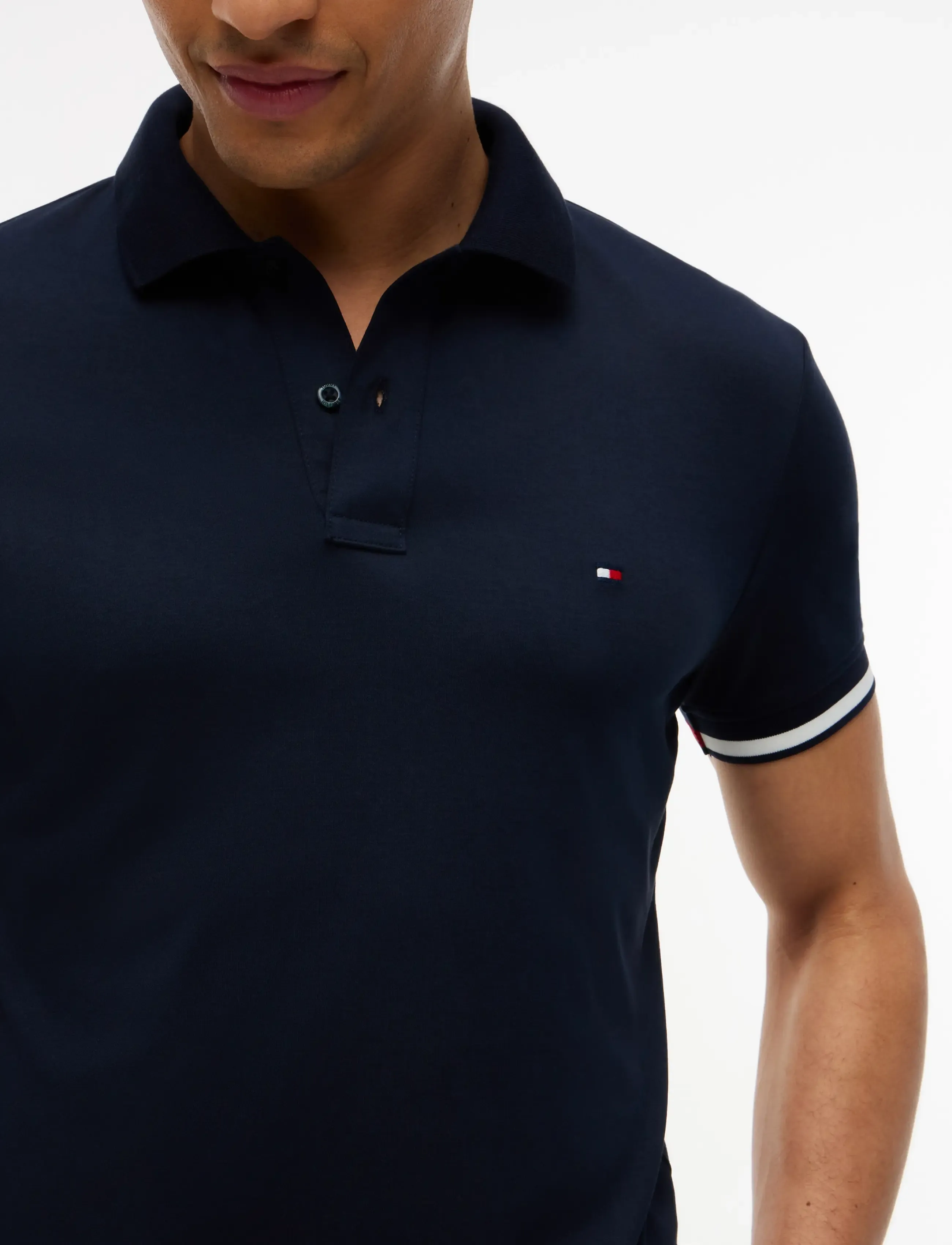 Tommy Hilfiger - LIQUID COTTON CUFF SLIM POLO - lühikeste varrukatega polod - navy blue - 3