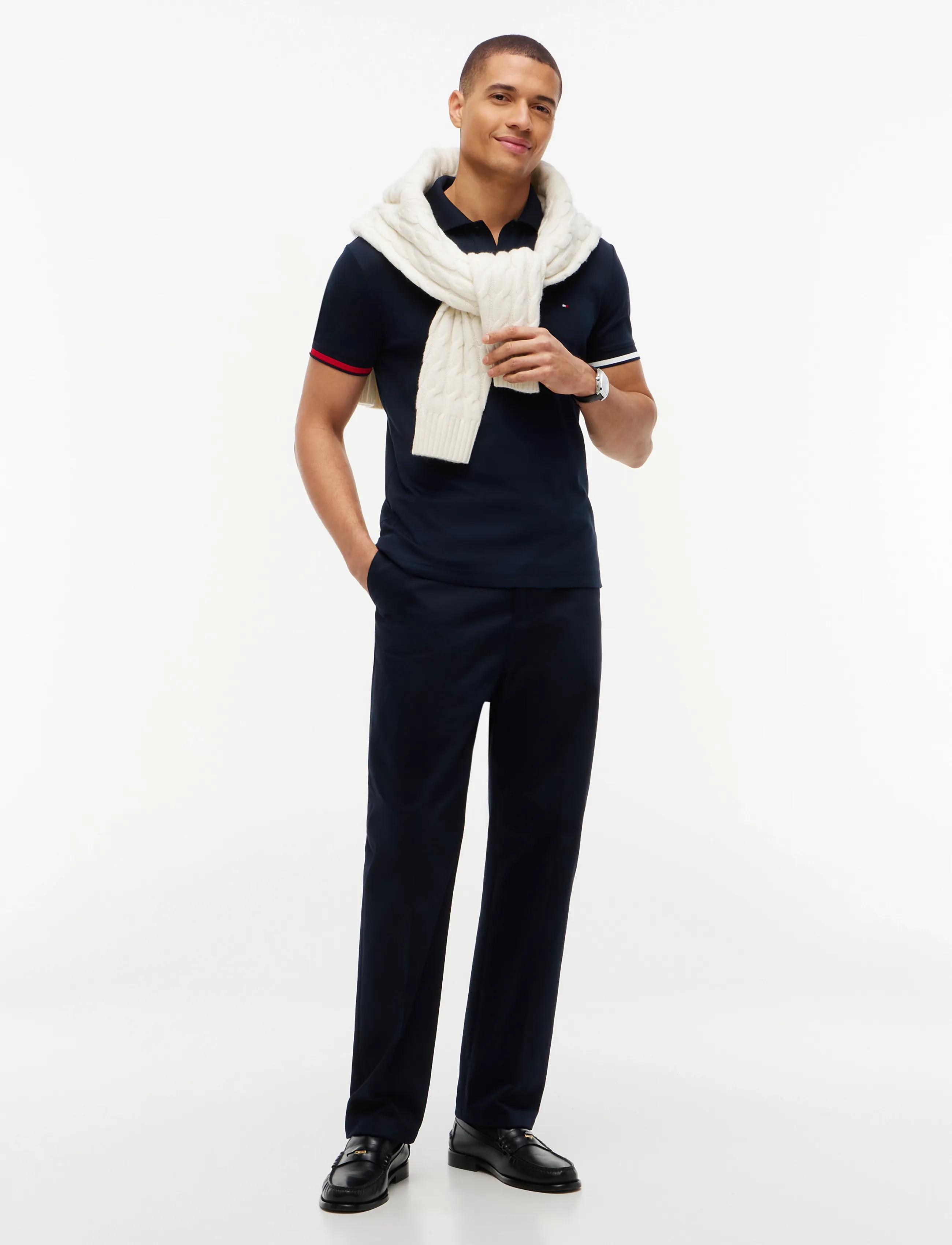 Tommy Hilfiger - LIQUID COTTON CUFF SLIM POLO - lühikeste varrukatega polod - navy blue - 4