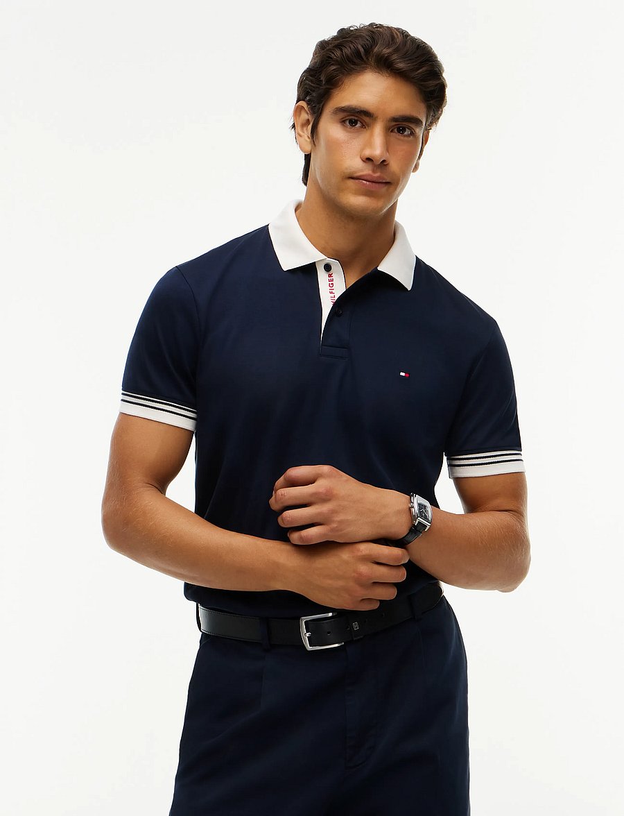 Tommy Hilfiger - INTERLOCK PLACKT DETAIL REG POLO - kurzärmelig - navy blue - 0
