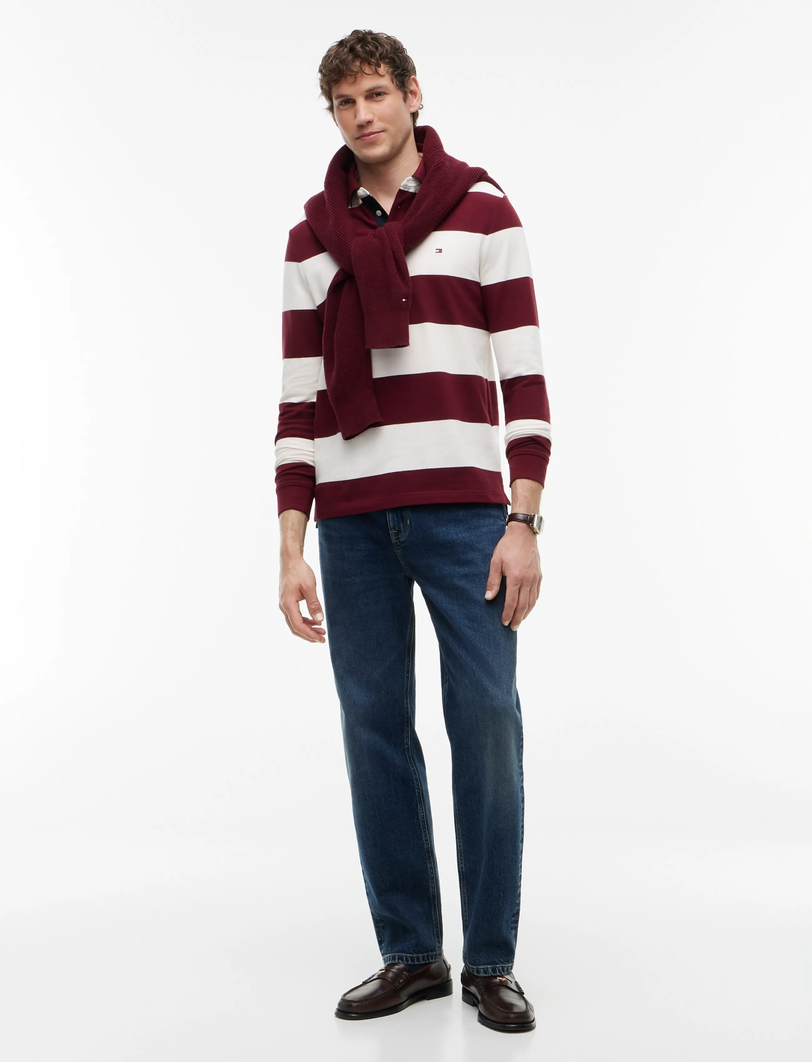 Tommy Hilfiger - LS RUGBY STRIPE CLASSIC POLO - pikkade varrukatega polod - burgundy ivory petal - 4