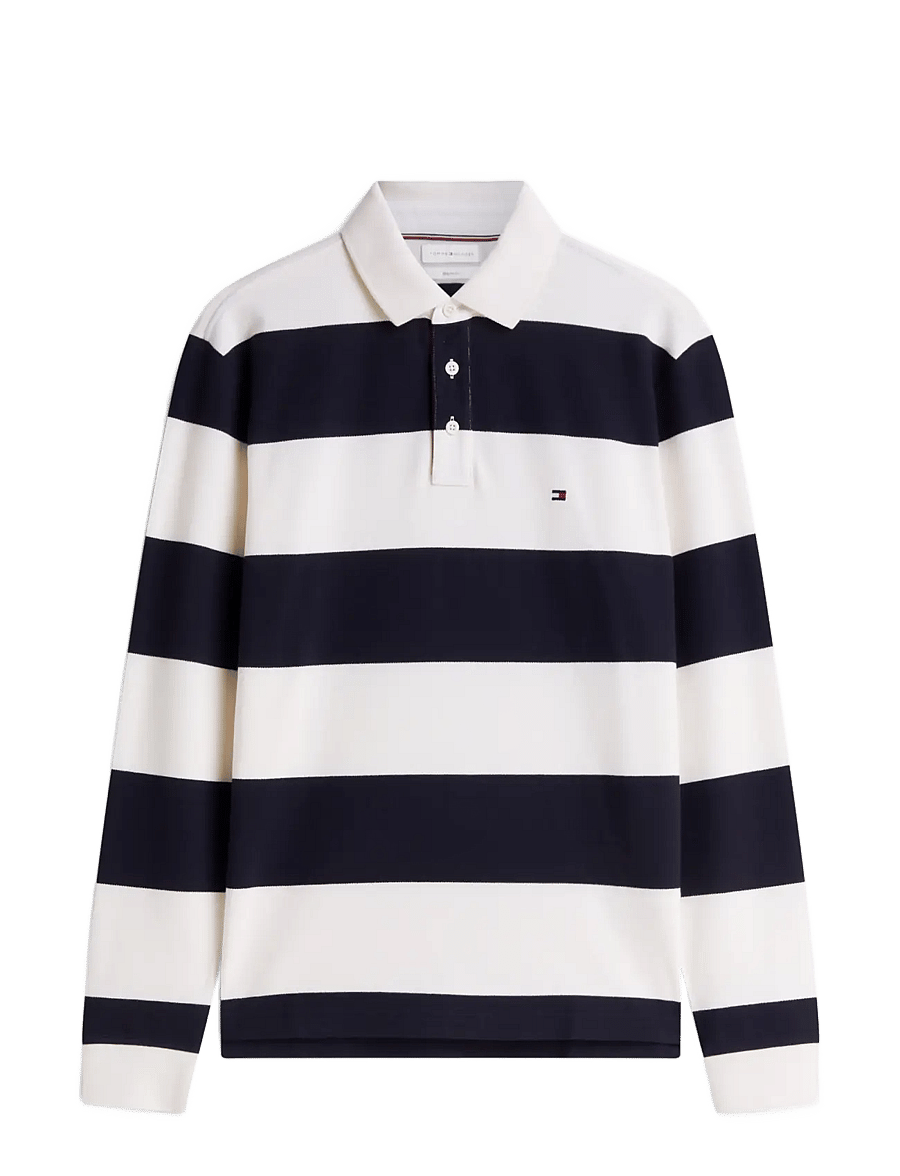 Tommy Hilfiger - LS RUGBY STRIPE CLASSIC POLO - pikkade varrukatega polod - ivory petal navy blue - 1