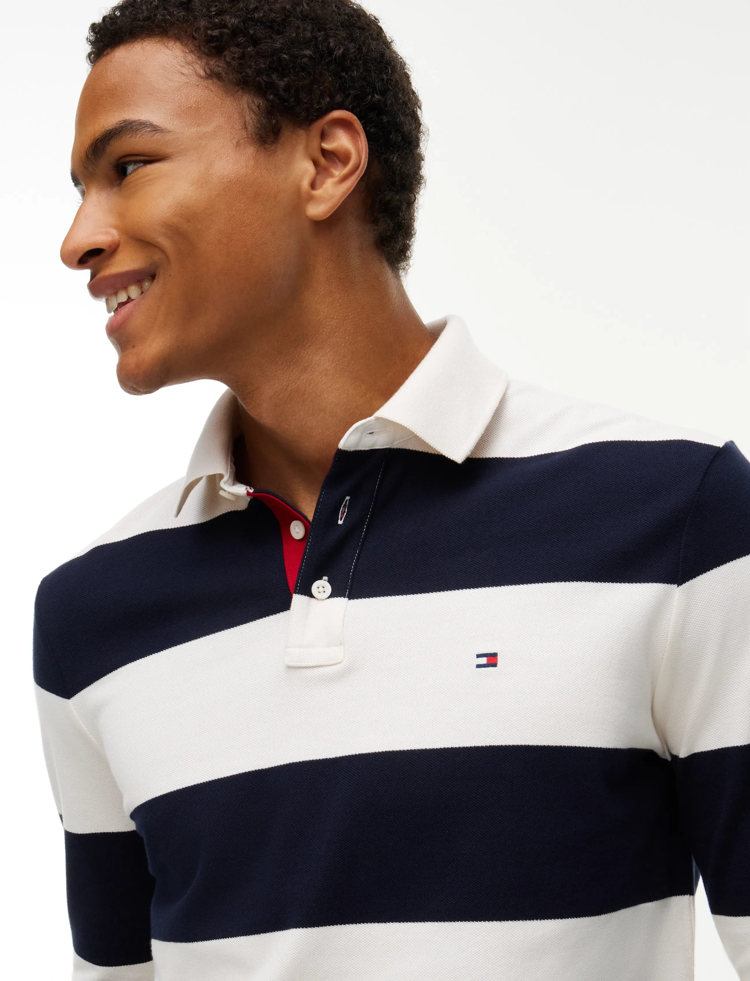 Tommy Hilfiger - LS RUGBY STRIPE CLASSIC POLO - pikkade varrukatega polod - ivory petal   navy blue - 3