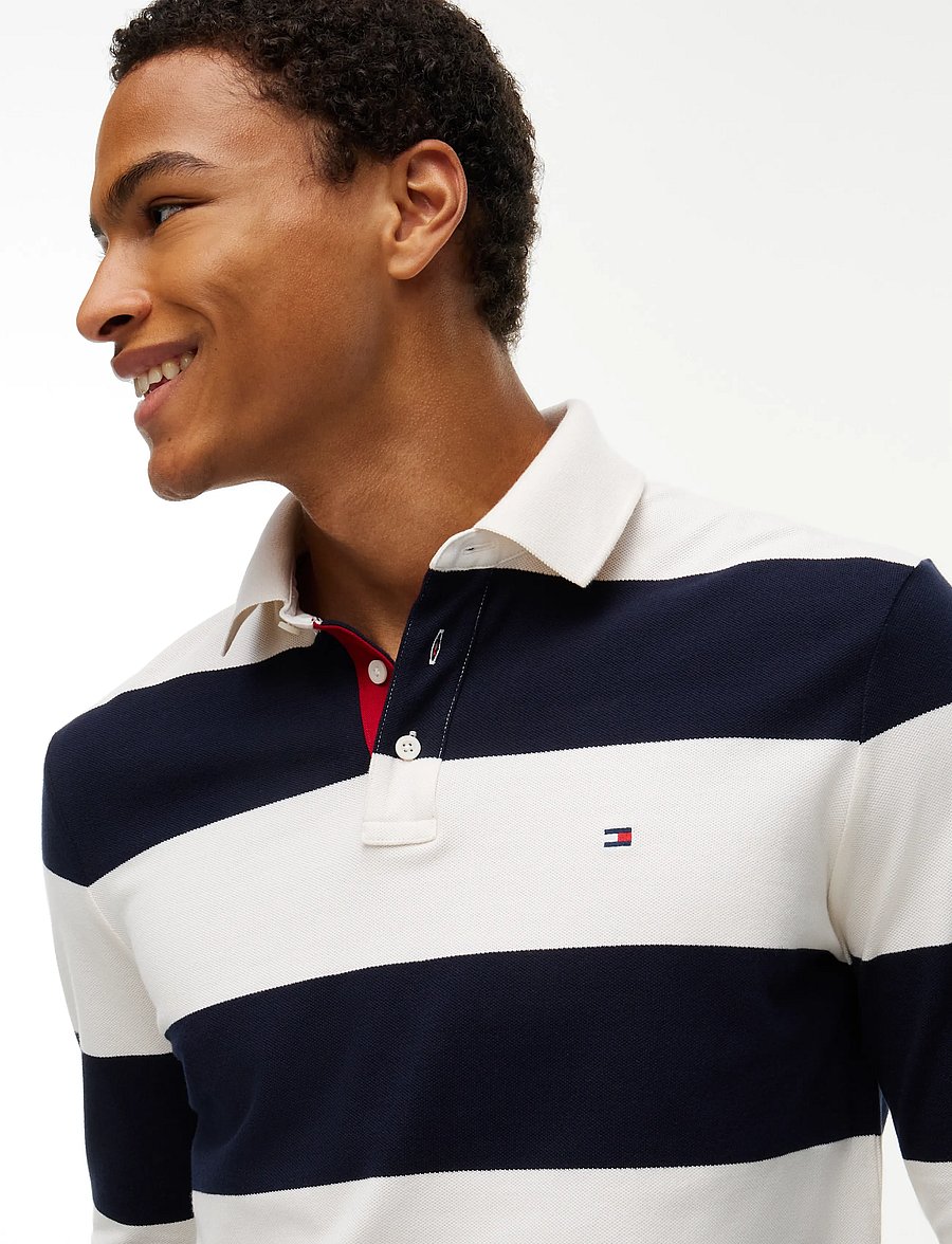 Tommy Hilfiger - LS RUGBY STRIPE CLASSIC POLO - pikkade varrukatega polod - ivory petal navy blue - 3