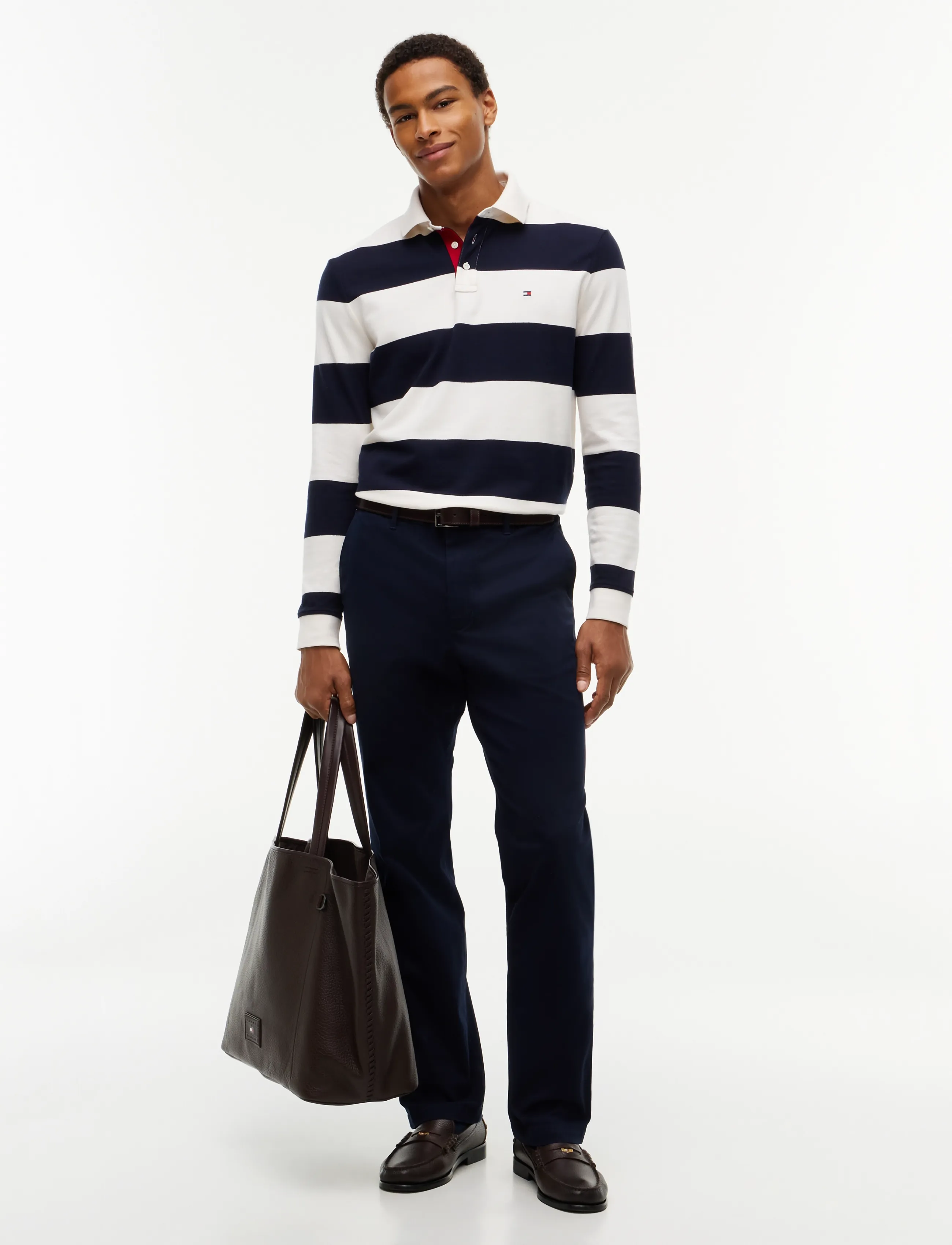 Tommy Hilfiger - LS RUGBY STRIPE CLASSIC POLO - pikkade varrukatega polod - ivory petal   navy blue - 4