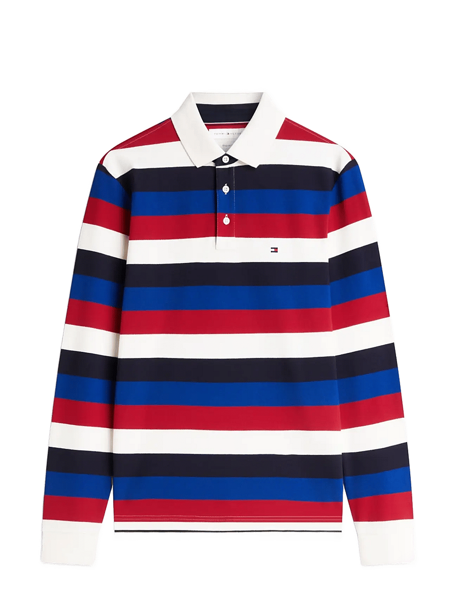 Tommy Hilfiger - LS RUGBY STRIPE CLASSIC POLO - pikkade varrukatega polod - medium red multi - 1