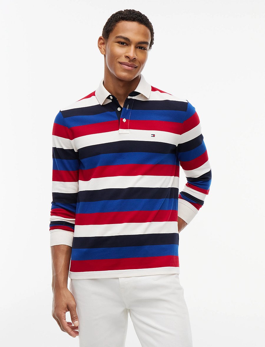 Tommy Hilfiger - LS RUGBY STRIPE CLASSIC POLO - pikkade varrukatega polod - medium red multi - 0