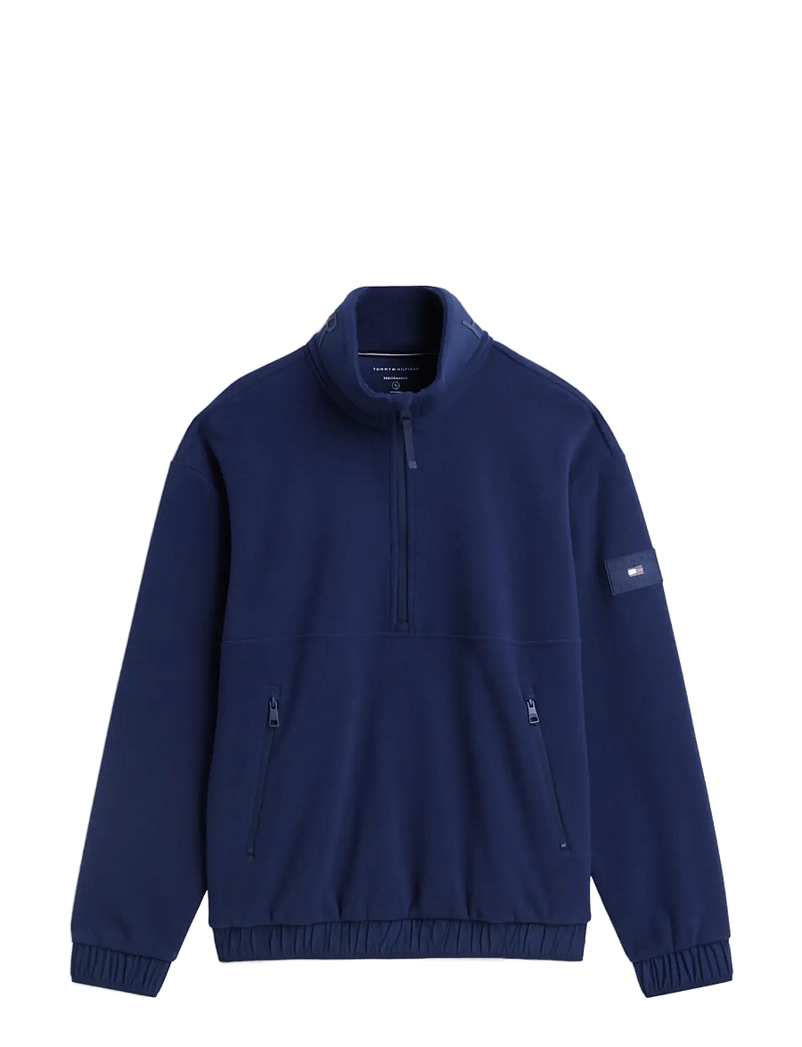 Tommy Hilfiger - 1/4 ZIP COLOR BLOCK SWEATSHIRT - teddy-pusad - carbon navy - 1