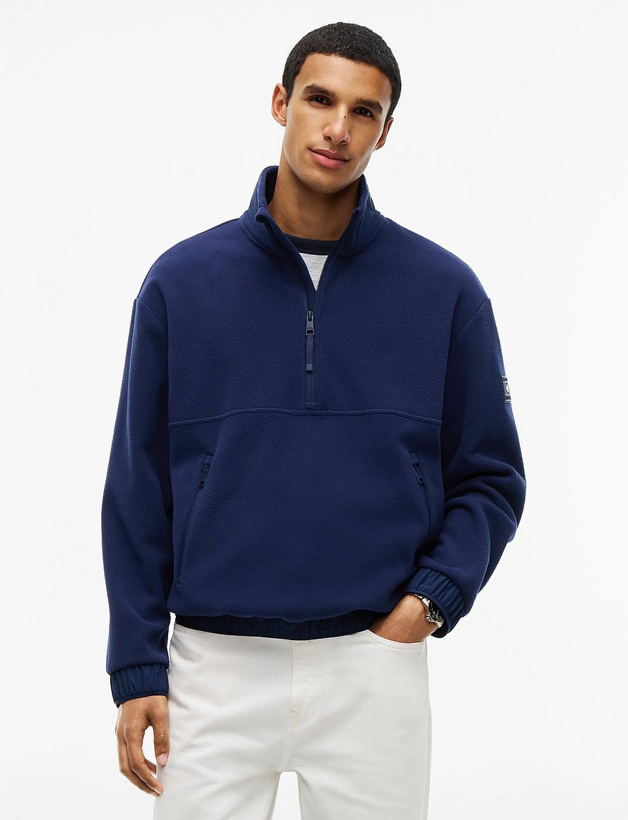 Tommy Hilfiger - 1/4 ZIP COLOR BLOCK SWEATSHIRT - teddy-pusad - carbon navy - 0