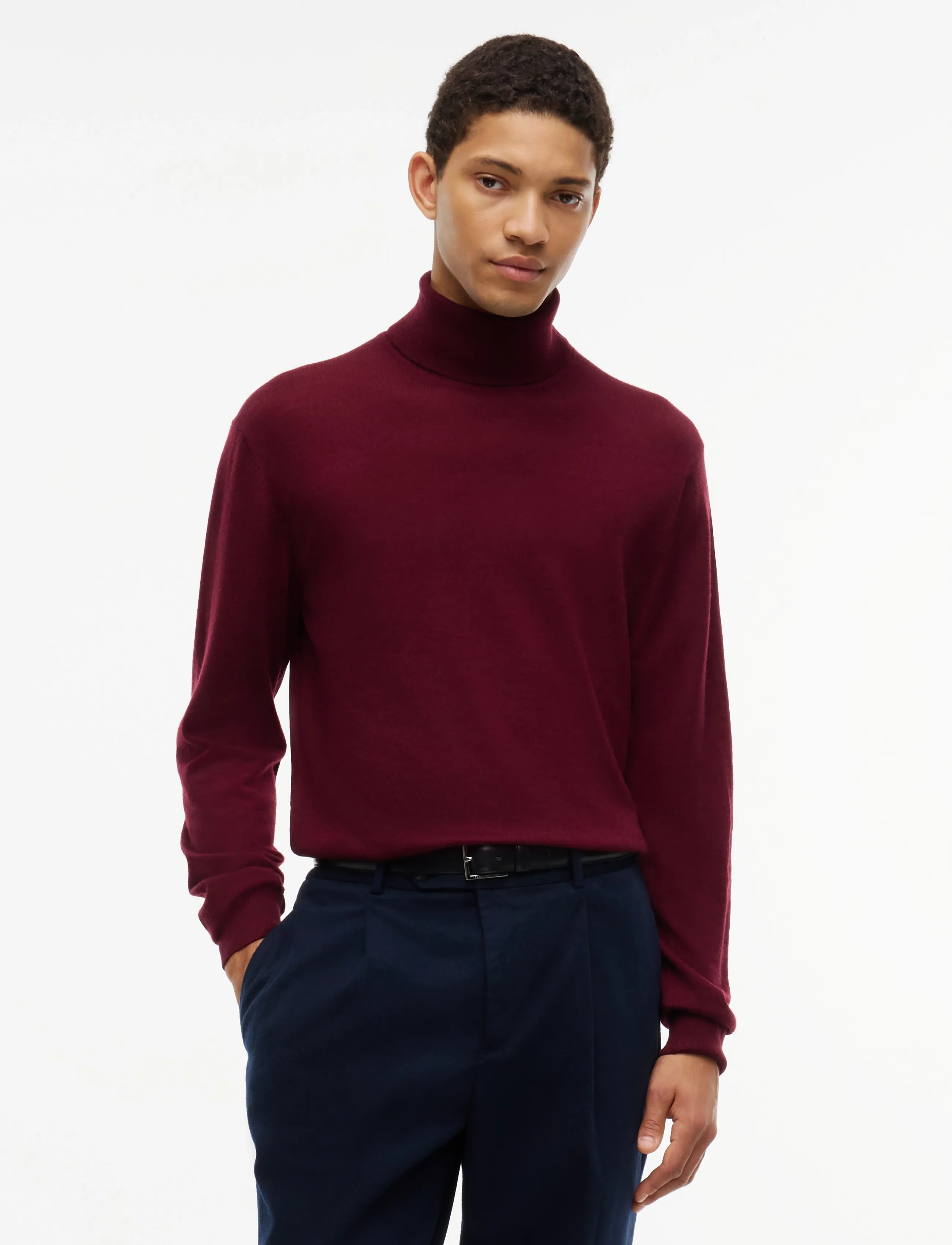 Tommy Hilfiger Ny Merino Roll Neck Sweater, S, Knitwear, Burgunderrot - Turtlenecks, Männerswear