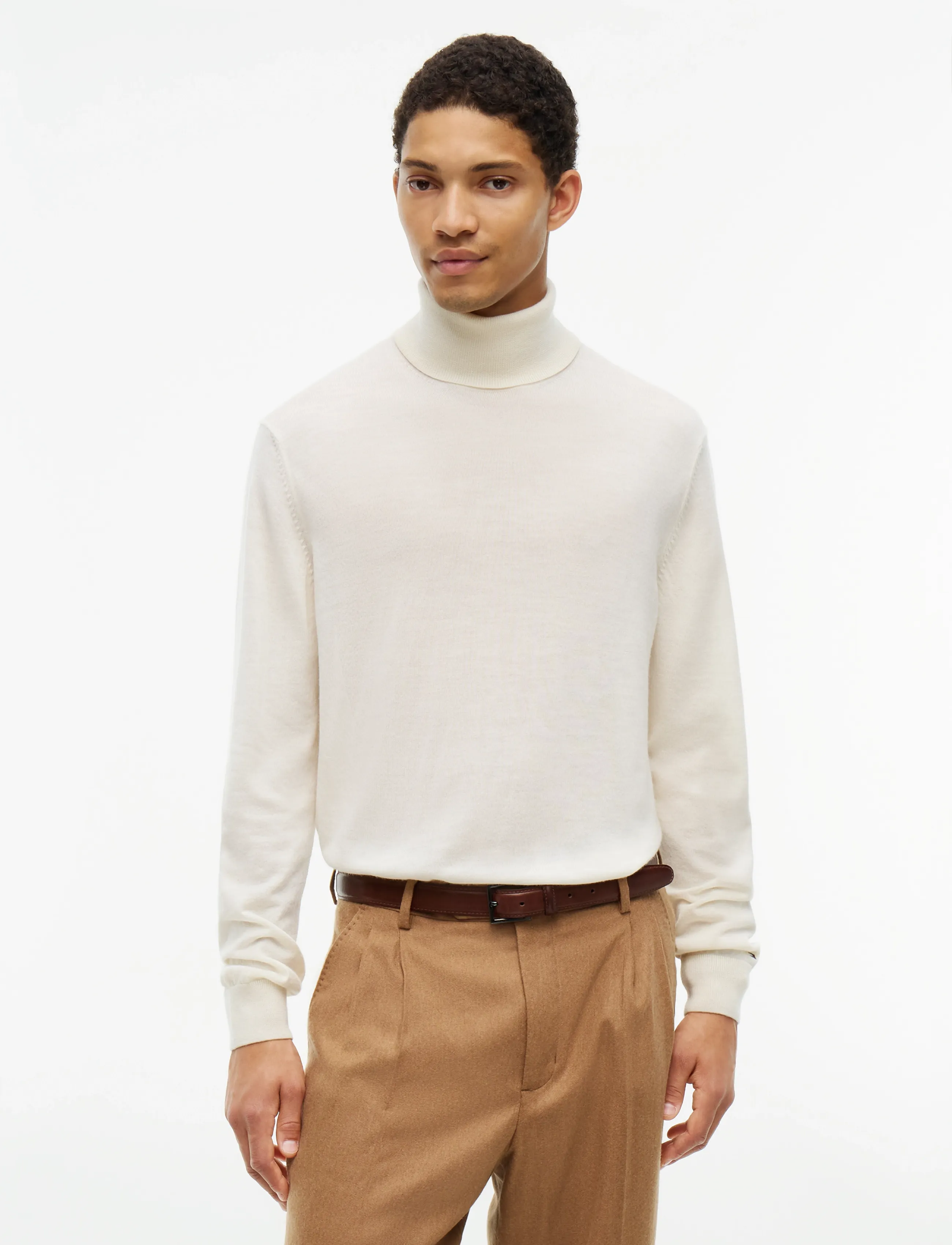 Tommy Hilfiger Ny Merino Roll Neck Sweater, L, Knitwear, Creme - Turtlenecks, Männerswear