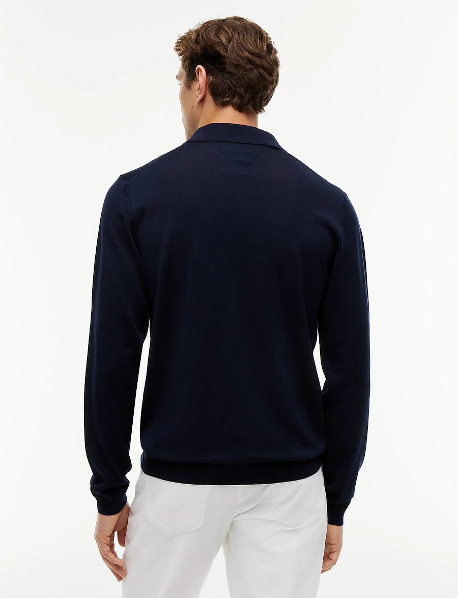 Tommy Hilfiger - NY MERINO L/S POLO - långärmade stickade pikétröjor - navy blue - 2