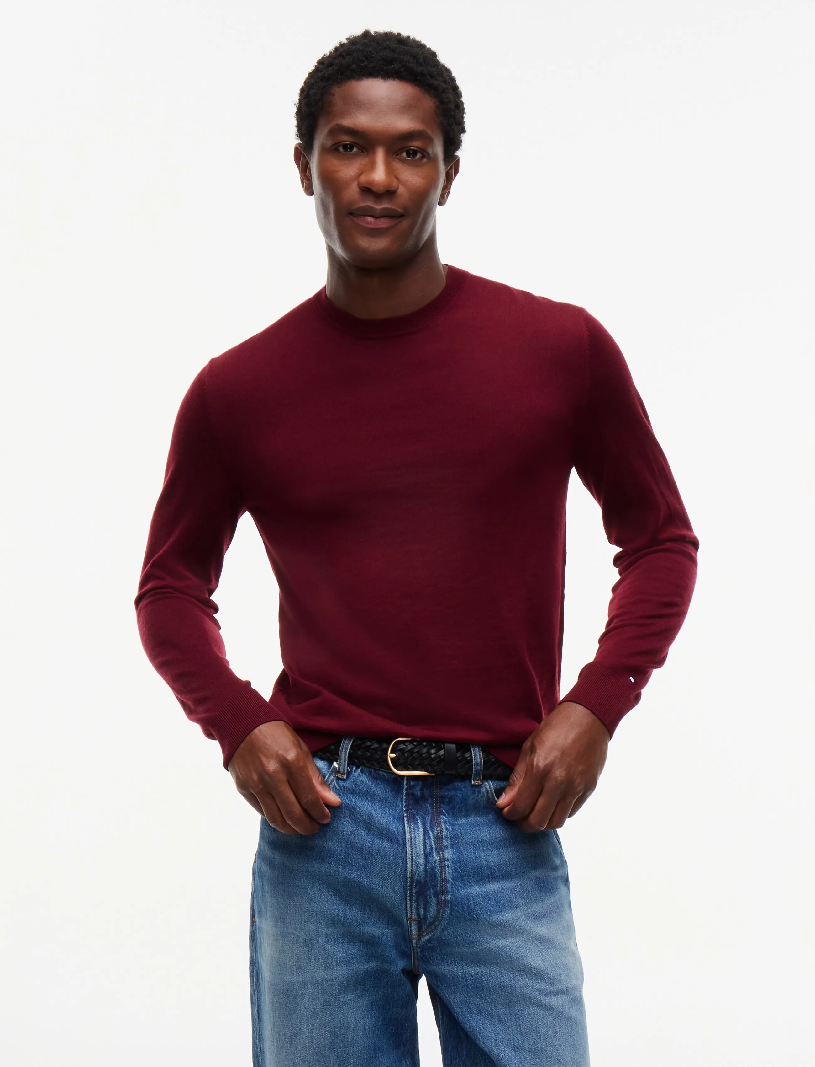 Tommy Hilfiger Ny Merino Crewneck Sweater, S, Knitwear, Burgunderrot - Round Necks, Männerswear