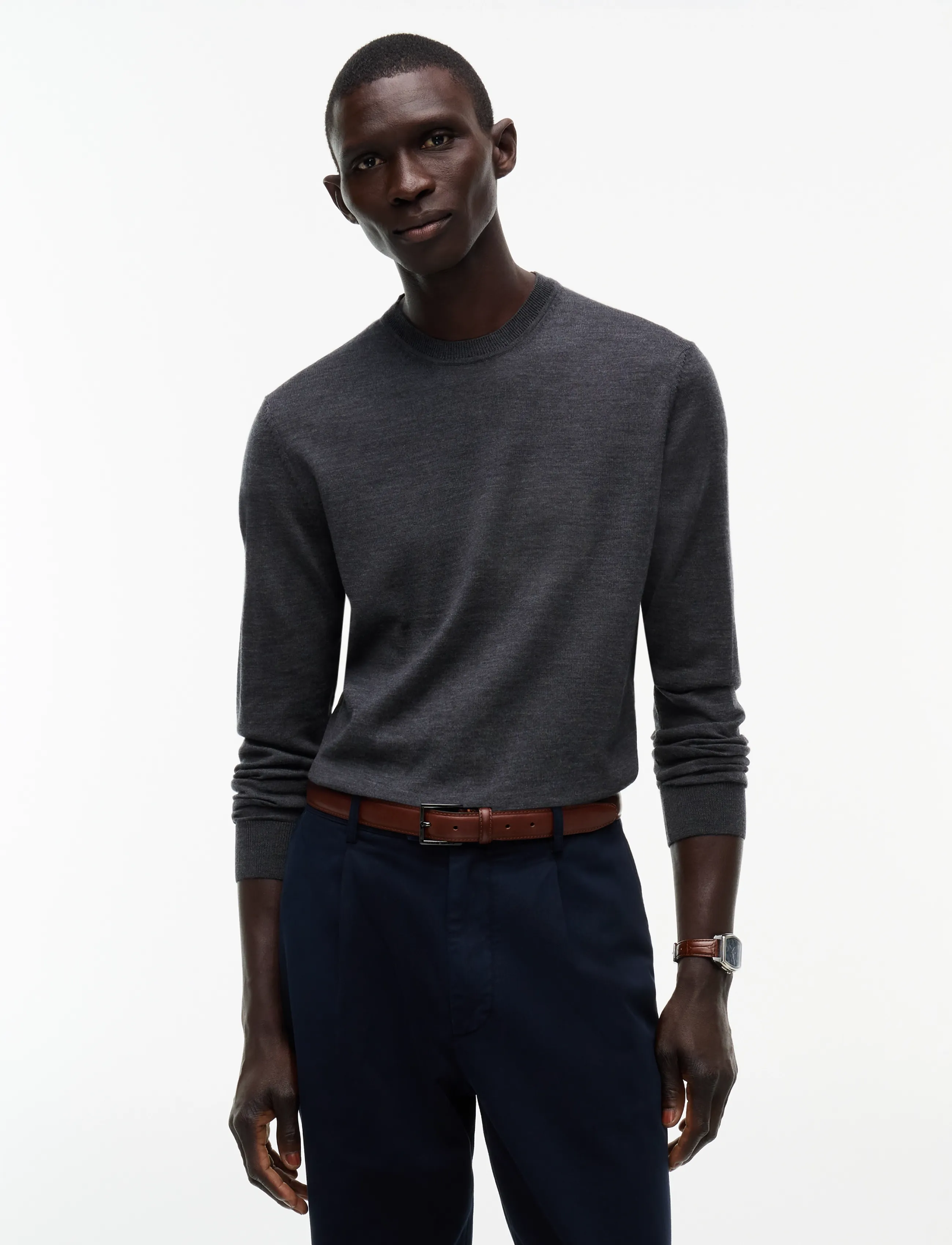 Tommy Hilfiger NY MERINO CREWNECK SWEATER - Tommy Hilfiger - DARK GREY HEATHER / grey