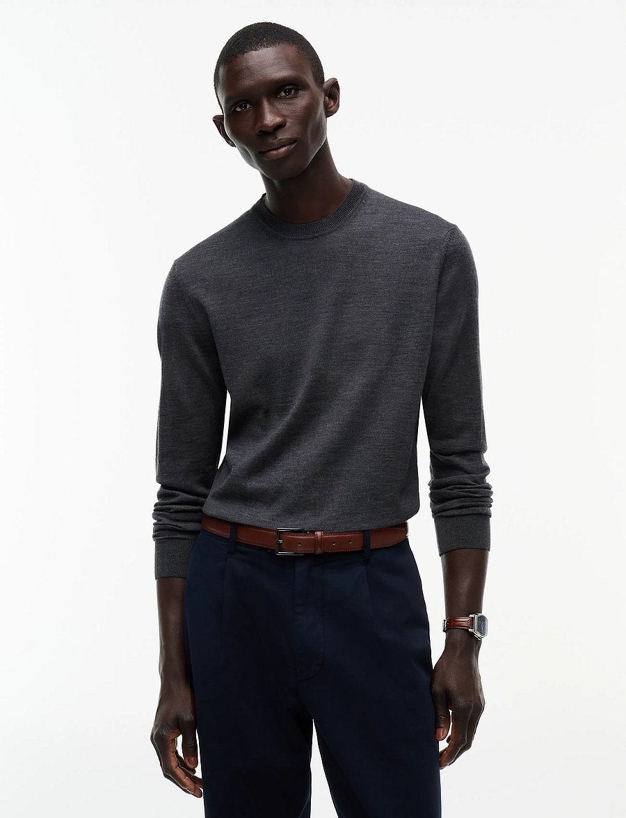 Tommy Hilfiger - NY MERINO CREWNECK SWEATER - Ümara kaelusega - dark grey heather - 0
