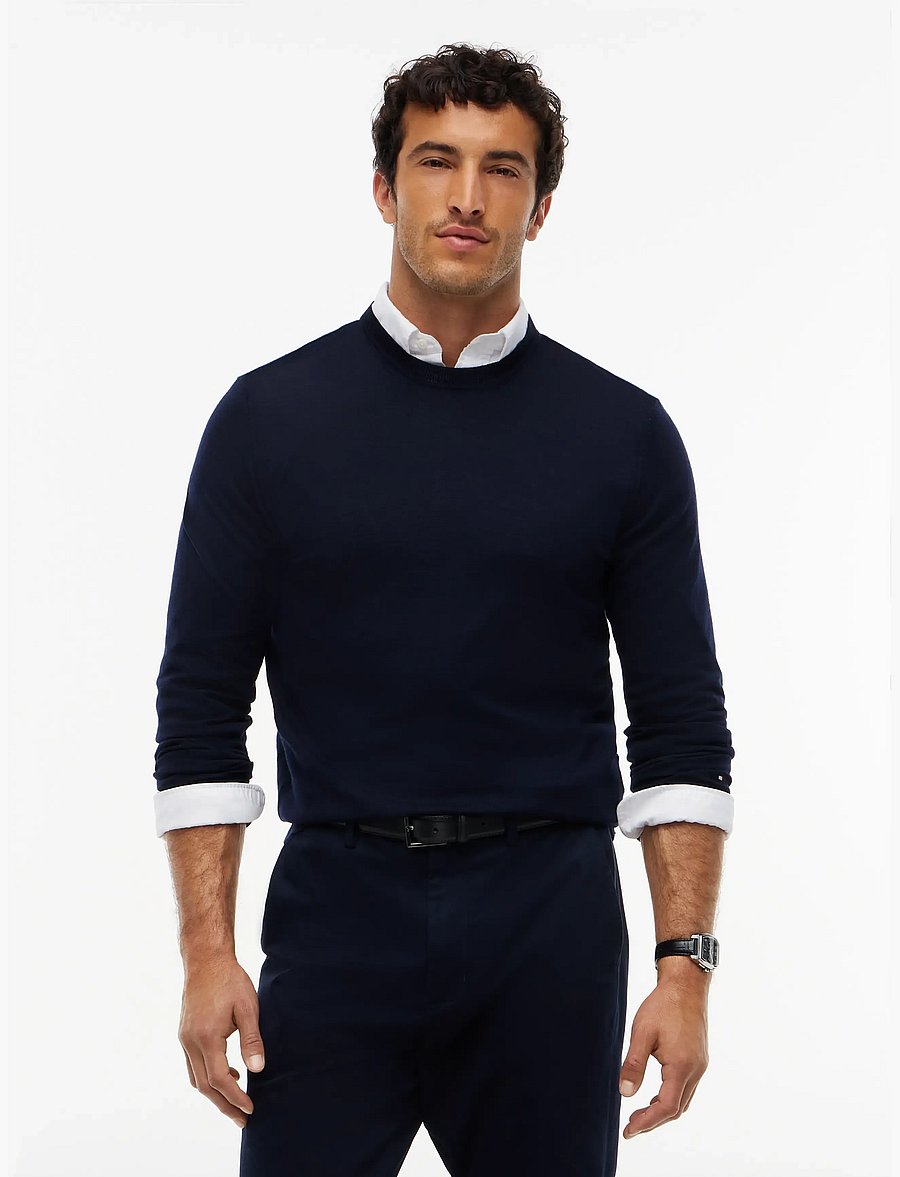 Tommy Hilfiger - NY MERINO CREWNECK SWEATER - rund hals - navy blue - 0
