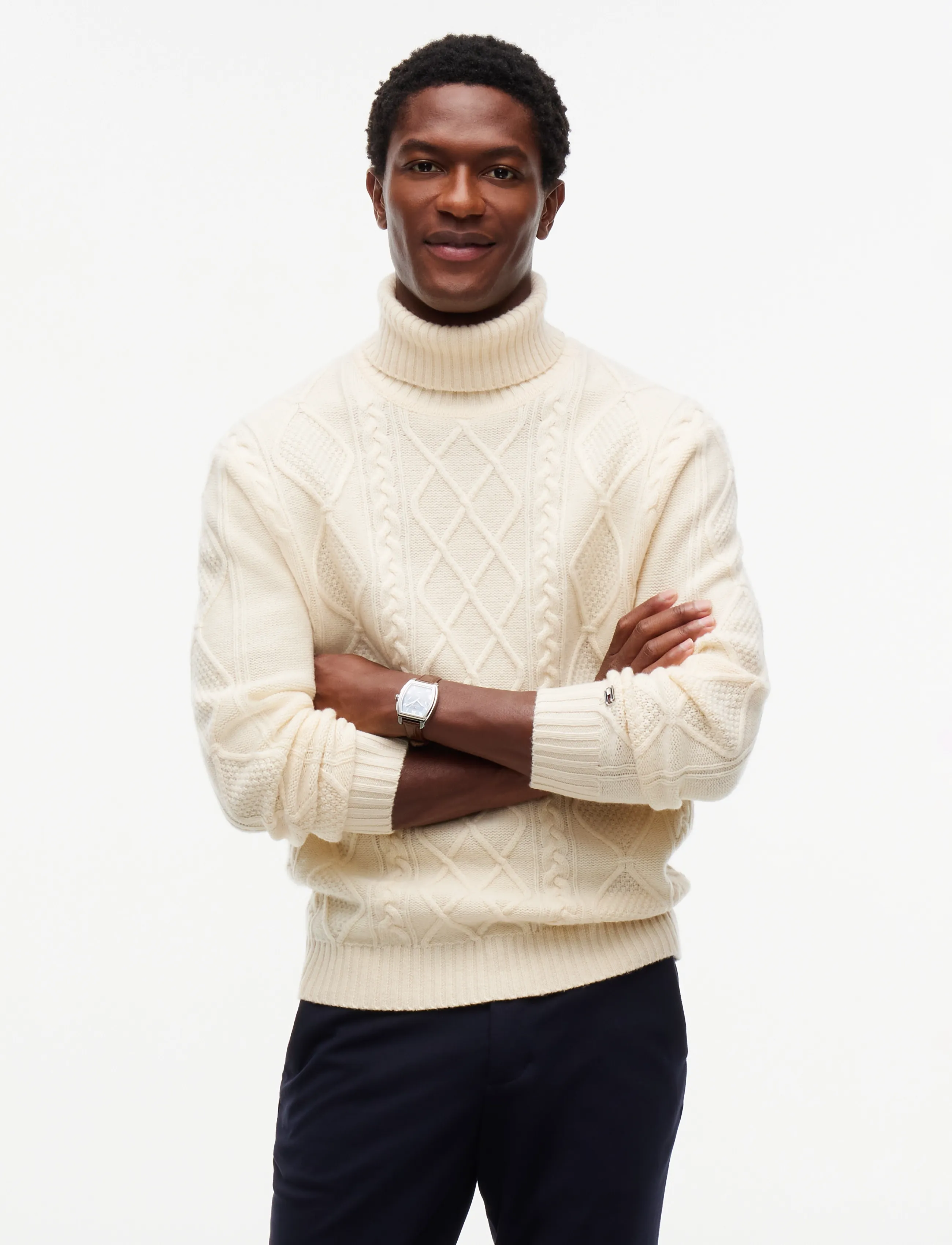 Tommy Hilfiger NY  WOOL CABLE SWEATER - Nach Anlass kaufen - IVORY PETAL / cream