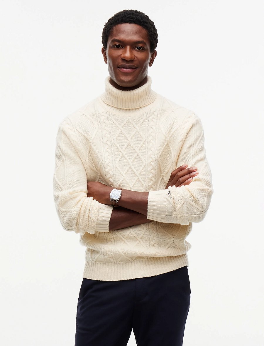 Tommy Hilfiger - NY WOOL CABLE SWEATER - rollkragenpullover - ivory petal - 0