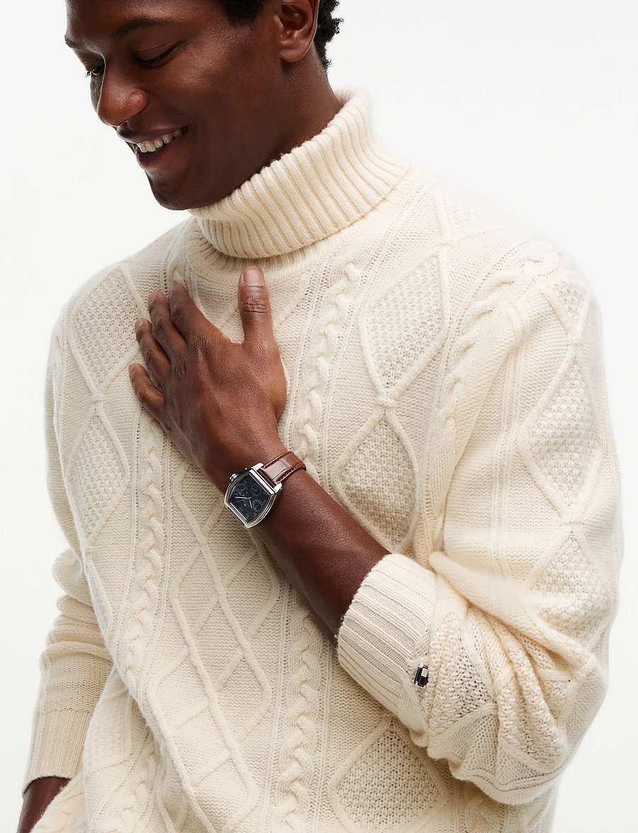 Tommy Hilfiger - NY WOOL CABLE SWEATER - rollkragenpullover - ivory petal - 4