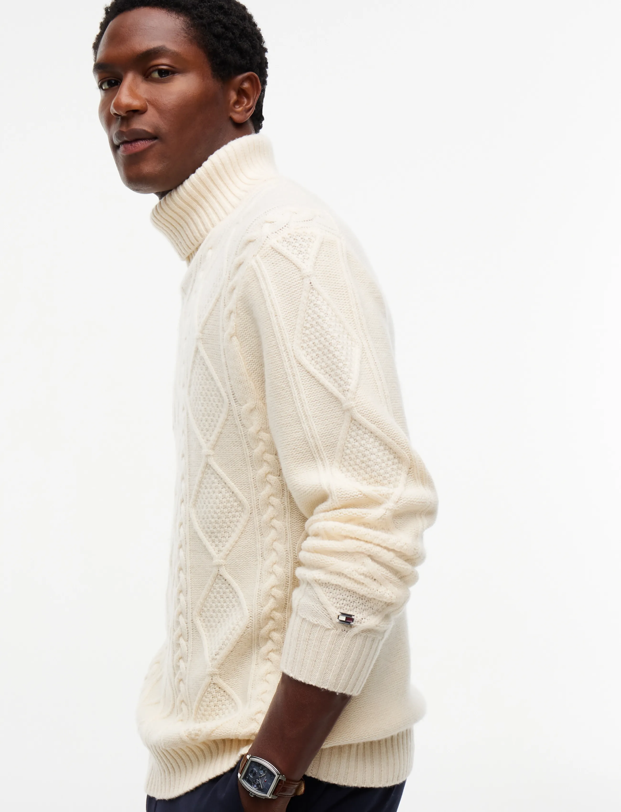 TOMMY HILFIGER Ny Wool Cable Sweater polotröjor herr – bild 5