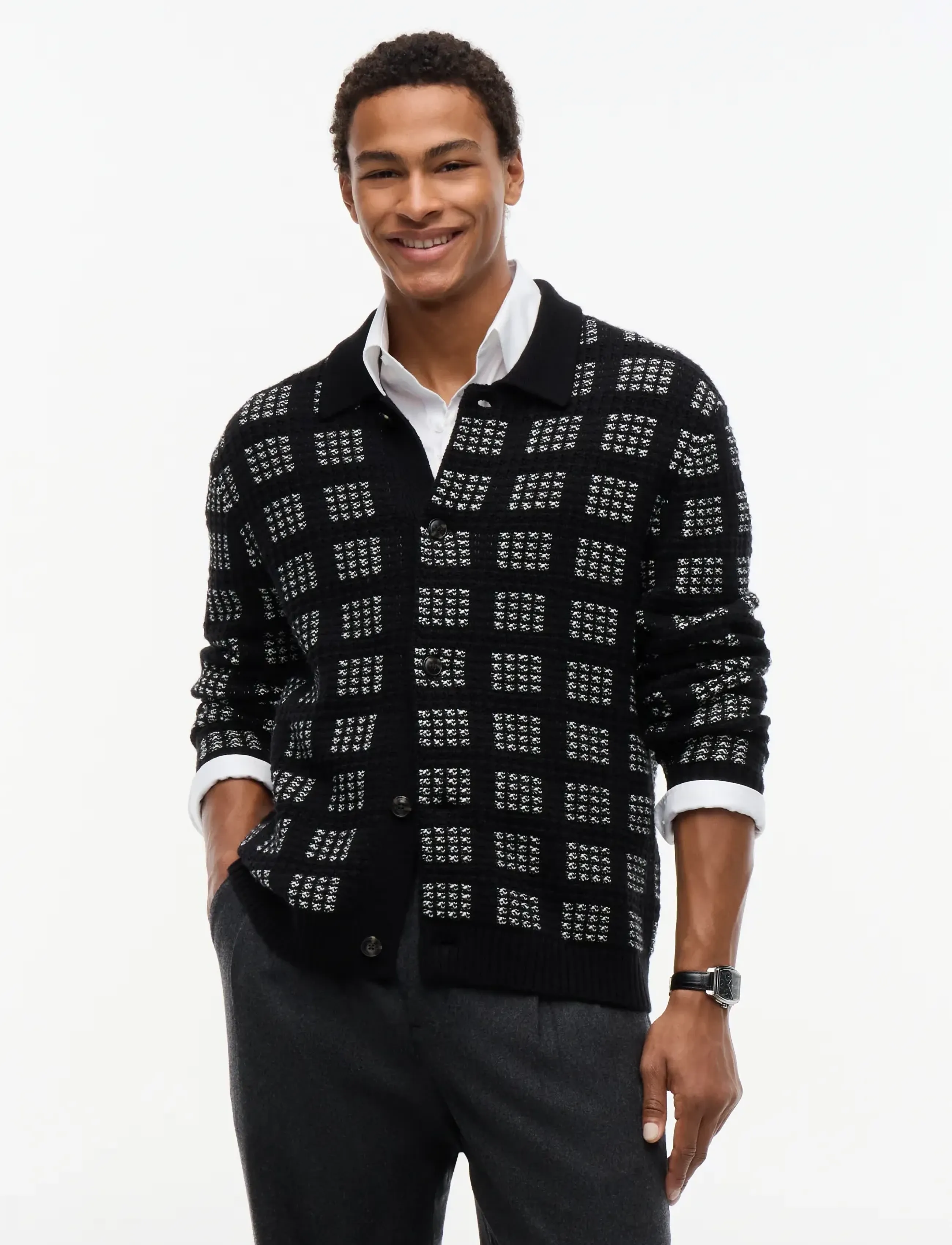 Tommy Hilfiger NY BUTTON UP CARDIGAN - Preppy - BLACK / black