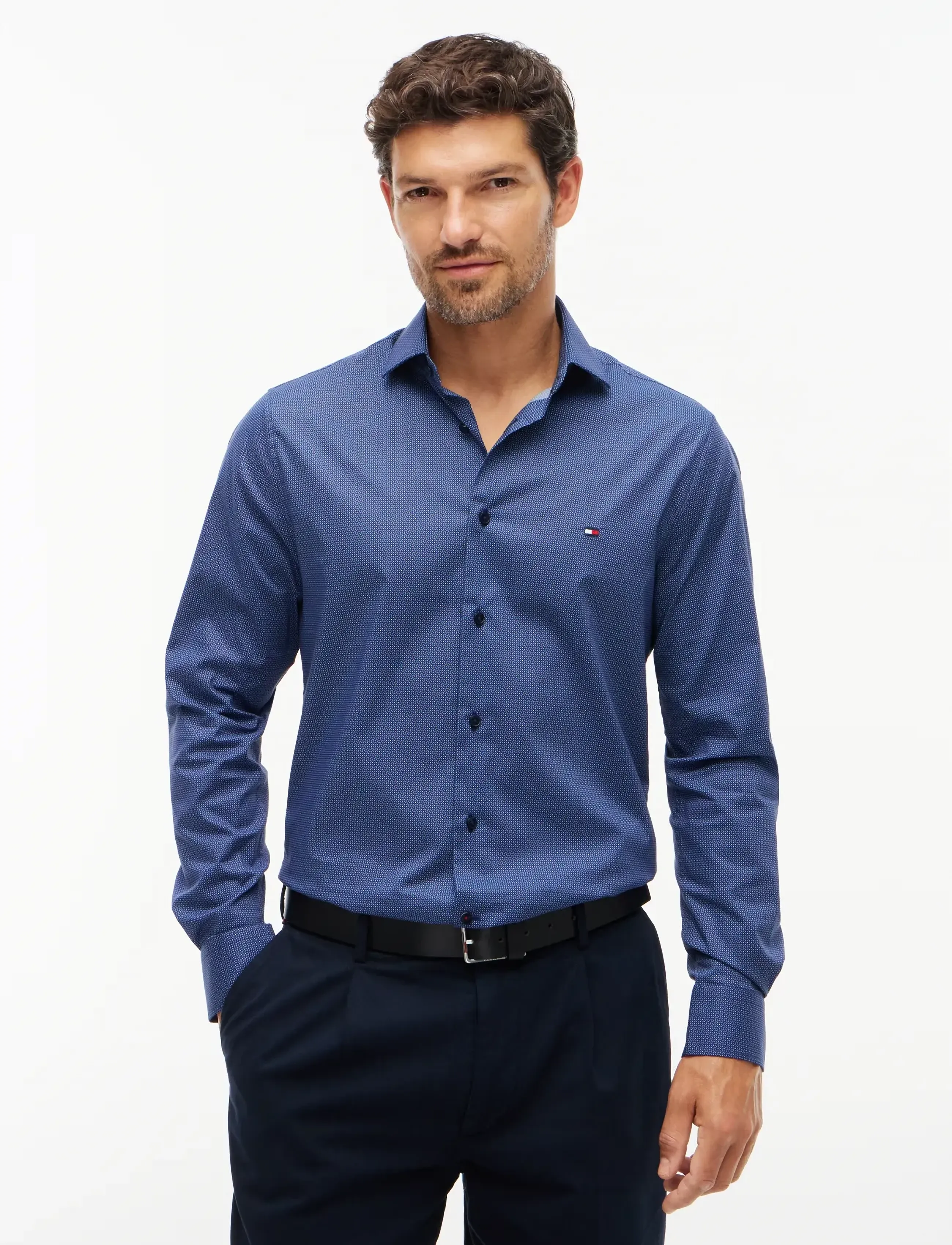 Tommy Hilfiger CL MICRO PRINT SHIRT - Tommy Hilfiger - CARBON NAVY MULTI / navy