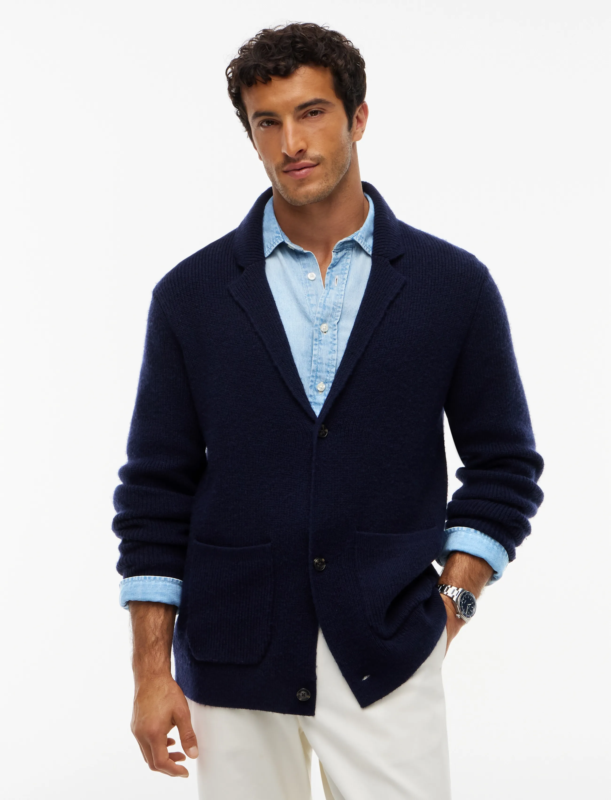 Tommy Hilfiger Ny Knitted Cardigan, Mænd, Strikket Blazer Cardigan, Navy, Str: XL