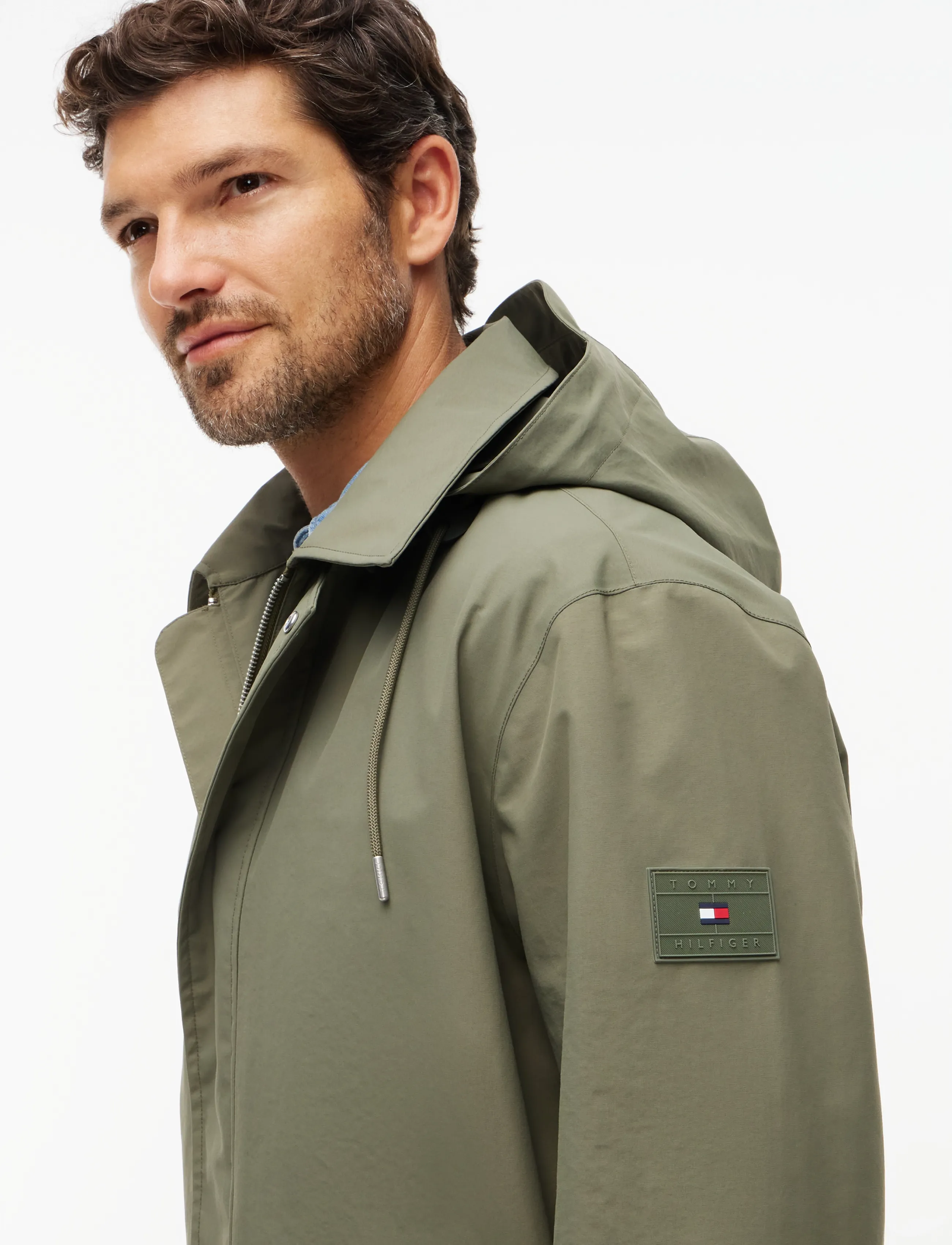 Tommy Hilfiger - 3L HOODED MAC - regnjackor - ghost fern - 4