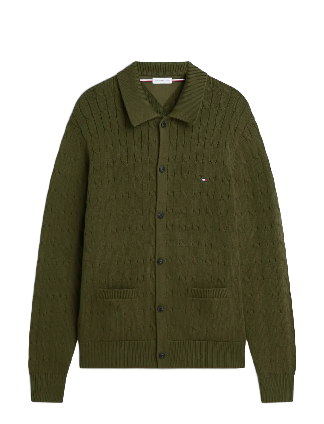 Tommy Hilfiger CLASSIC COTTON CABLE BUTTON THRU - Cardigans - HUNTSMAN GREEN / khaki/green