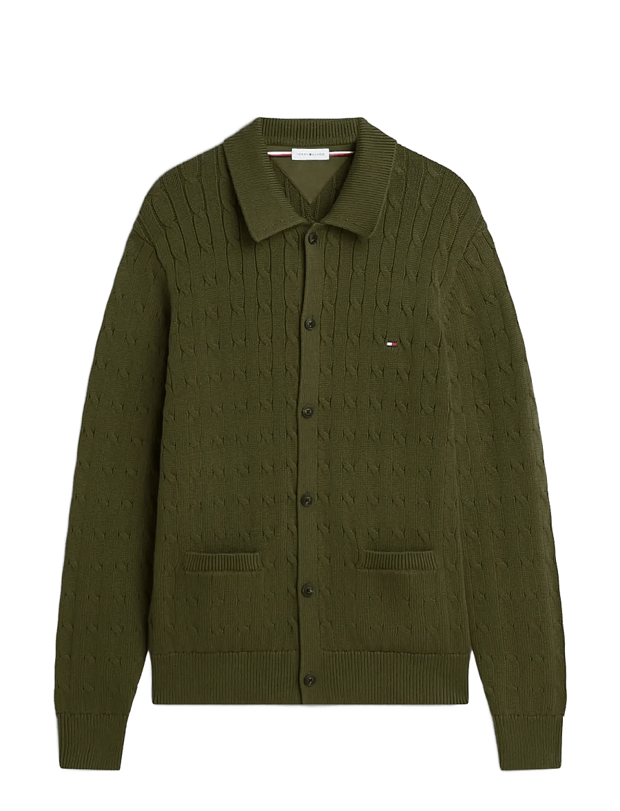 Tommy Hilfiger - CLASSIC COTTON CABLE BUTTON THRU - koftor - huntsman green - 1