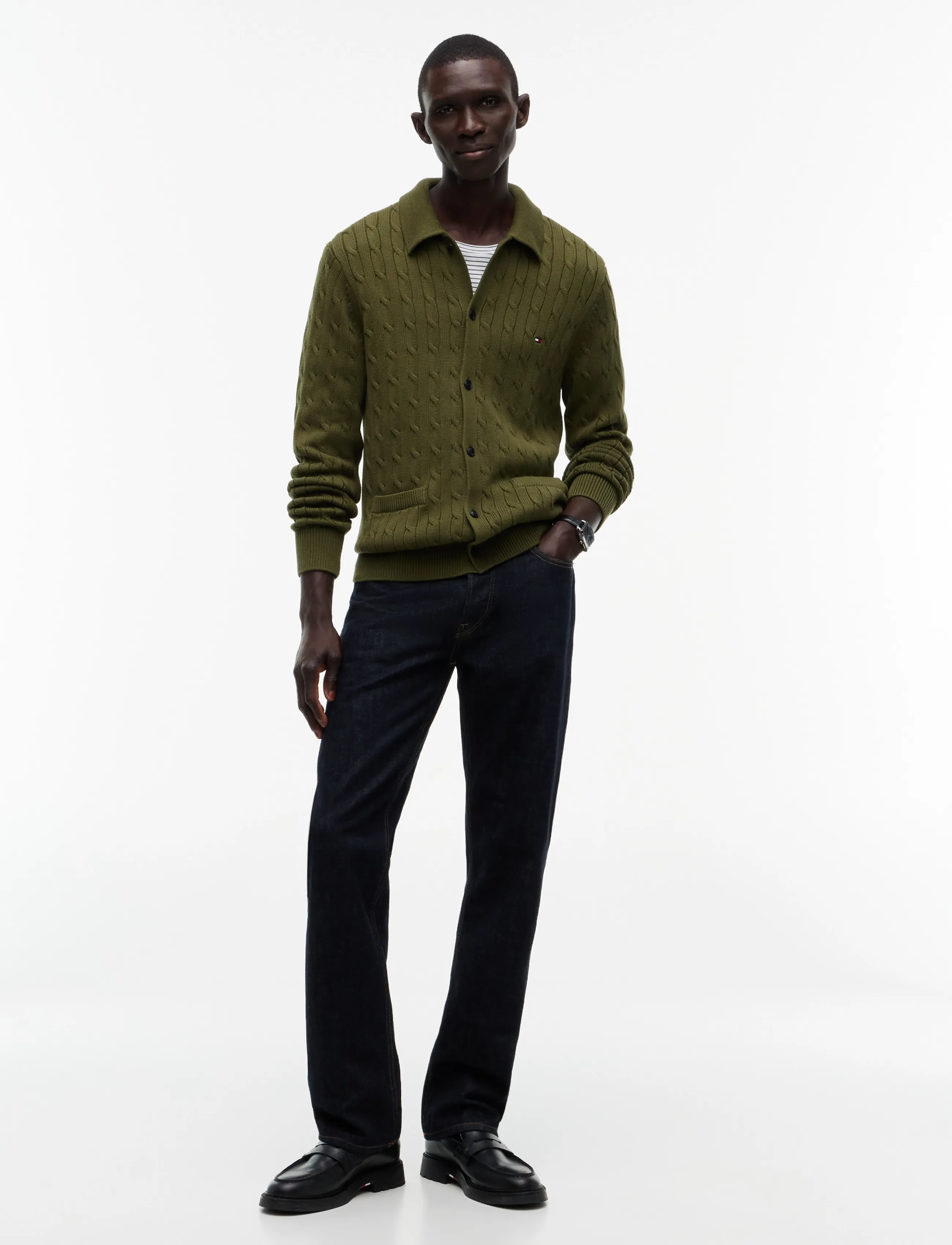 Tommy Hilfiger - CLASSIC COTTON CABLE BUTTON THRU - huntsman green - 4