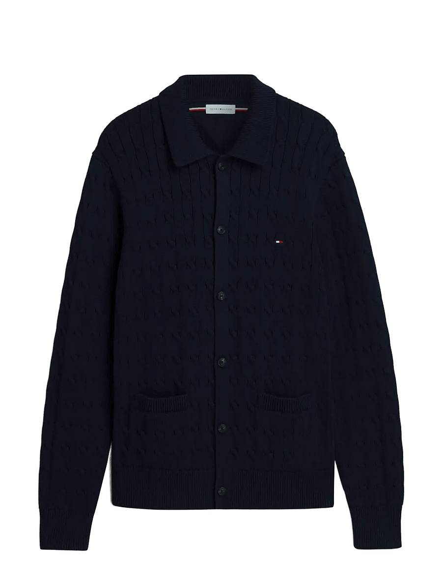 Tommy Hilfiger - CLASSIC COTTON CABLE BUTTON THRU - koftor - navy blue - 1