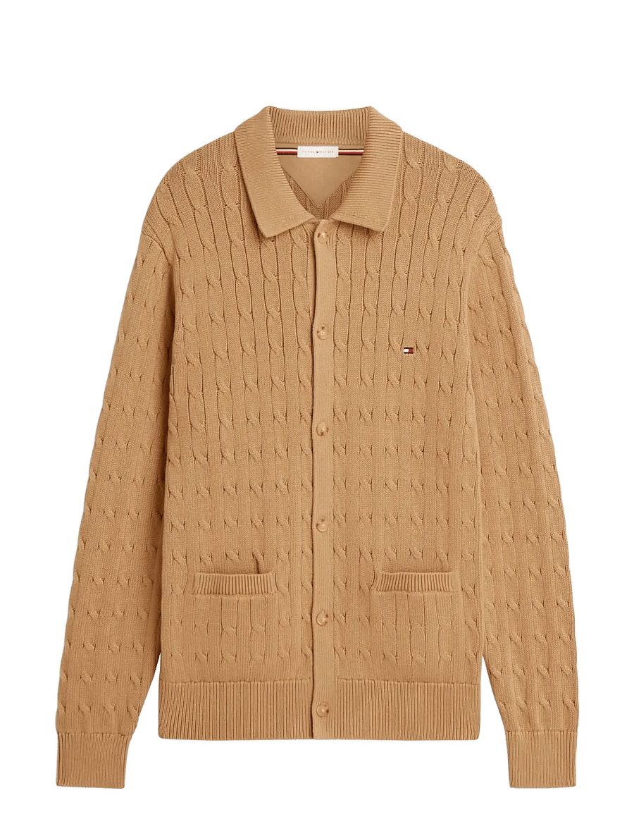 Tommy Hilfiger - CLASSIC COTTON CABLE BUTTON THRU - koftor - safari canvas - 1