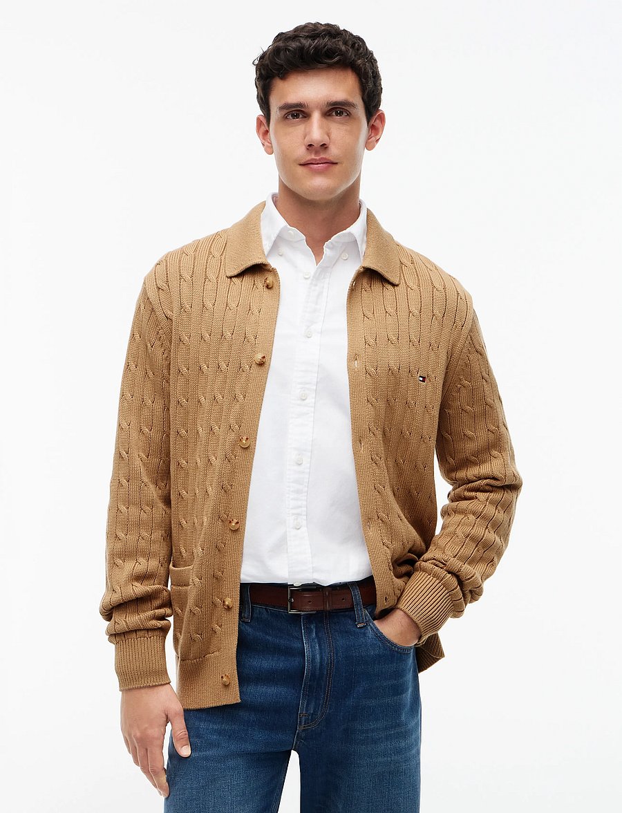 Tommy Hilfiger - CLASSIC COTTON CABLE BUTTON THRU - koftor - safari canvas - 0