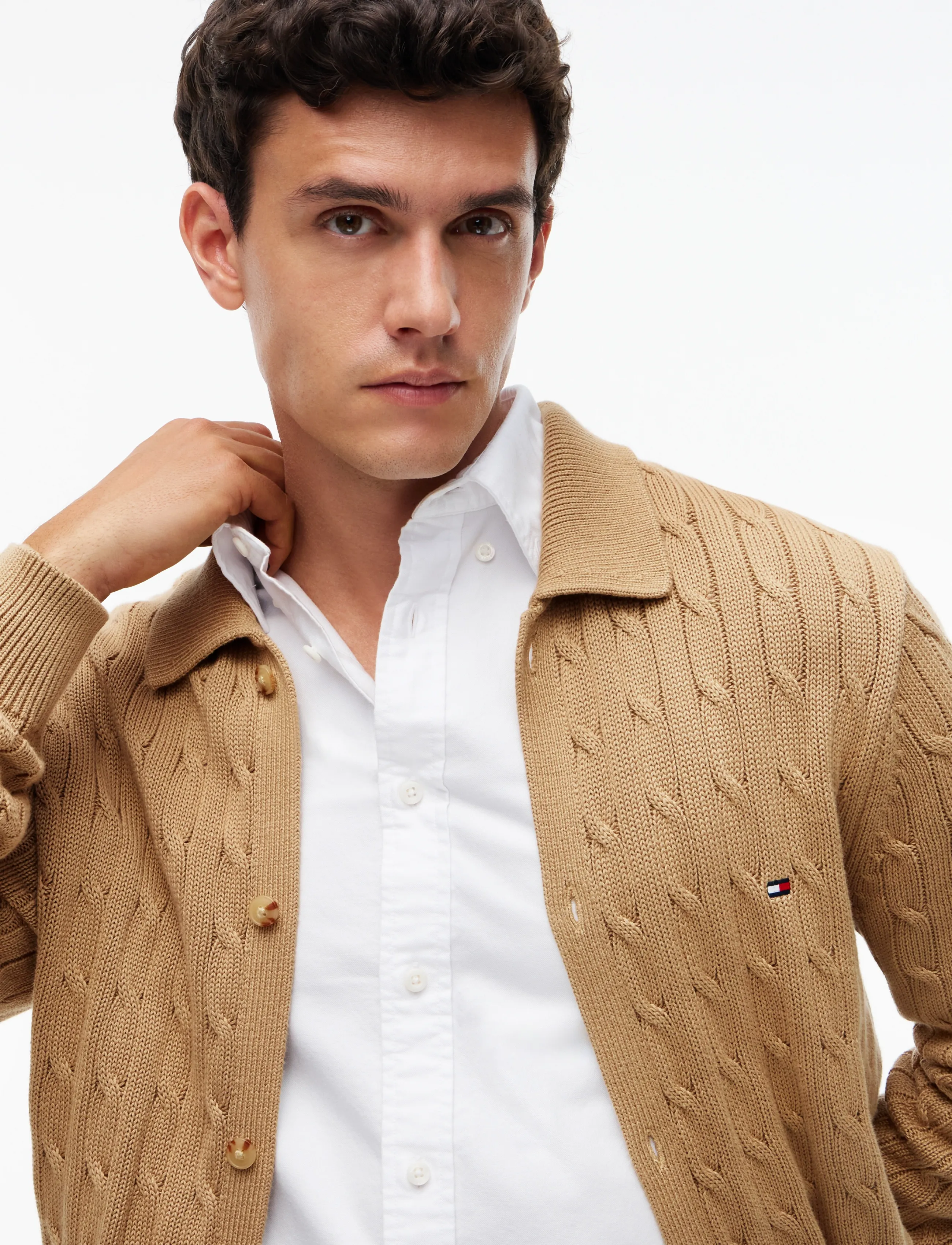 Tommy Hilfiger - CLASSIC COTTON CABLE BUTTON THRU - safari canvas - 3