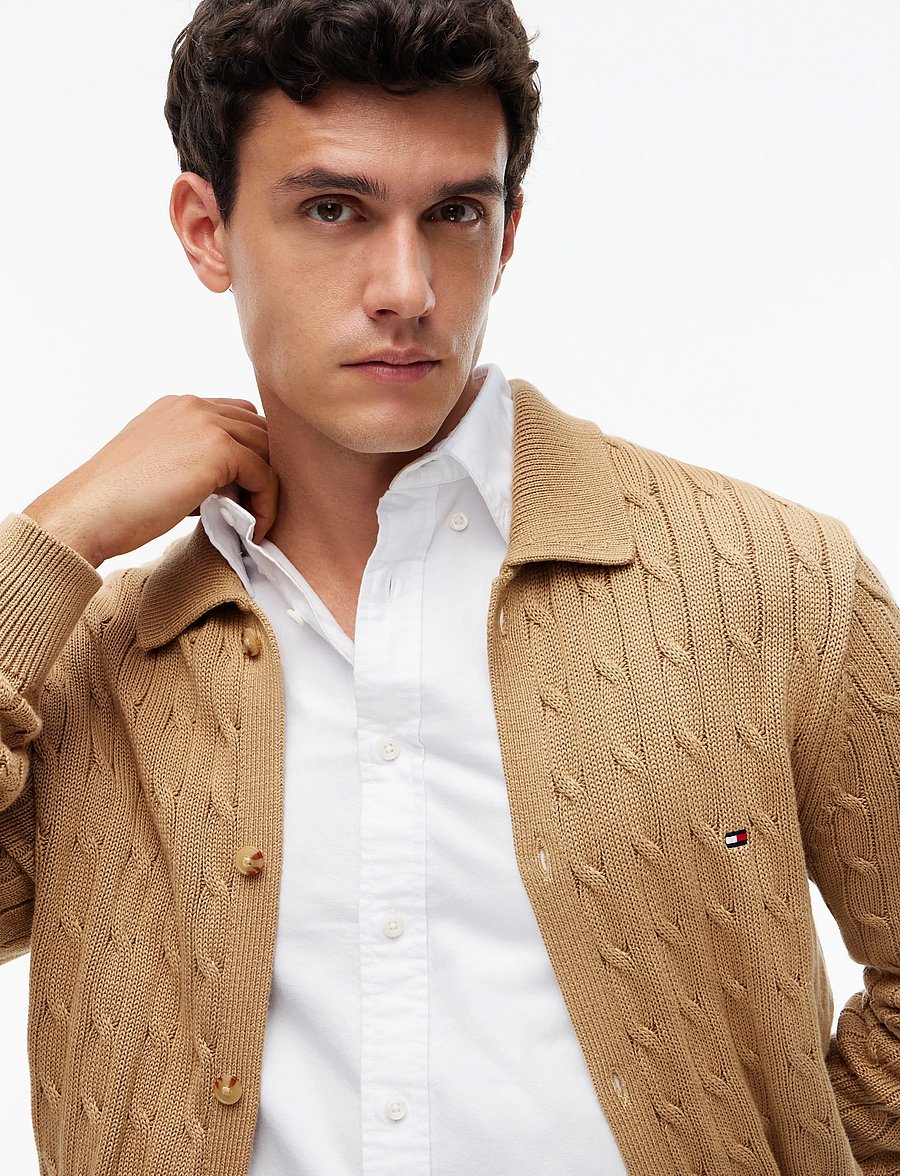 Tommy Hilfiger - CLASSIC COTTON CABLE BUTTON THRU - koftor - safari canvas - 3