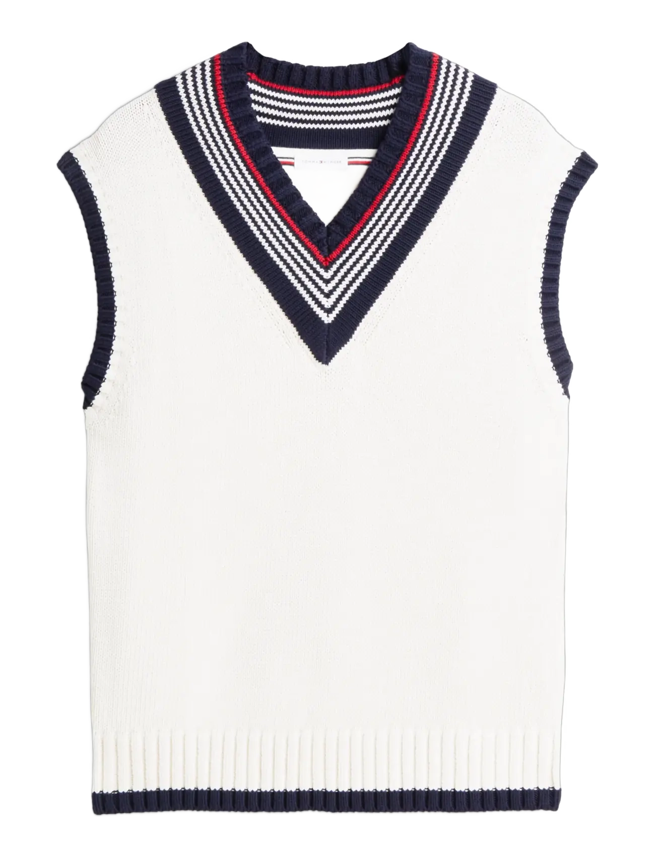 Tommy Hilfiger - RWB TIPPED CRICKET V NK VEST - ivory petal - 1