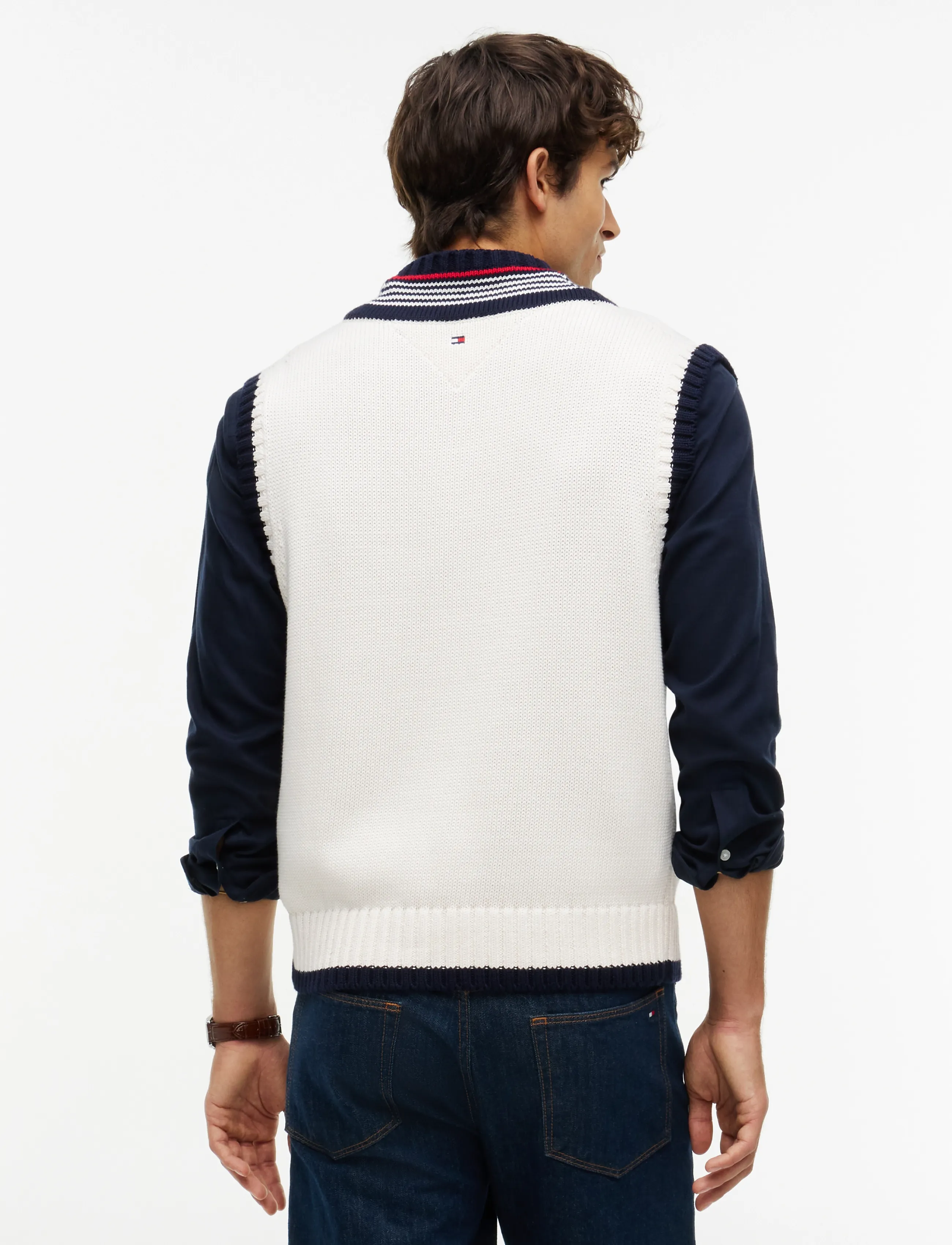 Tommy Hilfiger - RWB TIPPED CRICKET V NK VEST - ivory petal - 2