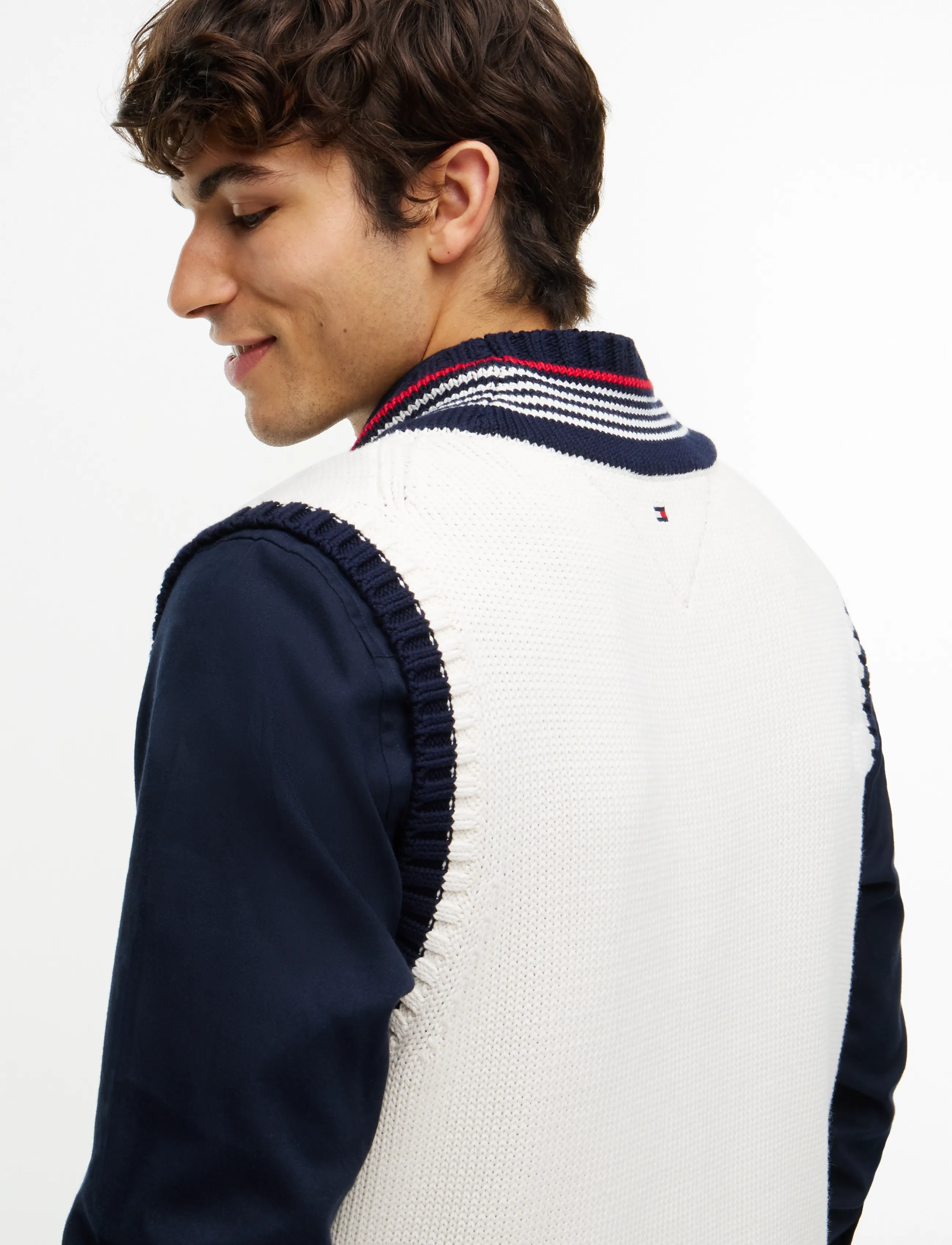 Tommy Hilfiger - RWB TIPPED CRICKET V NK VEST - ivory petal - 3