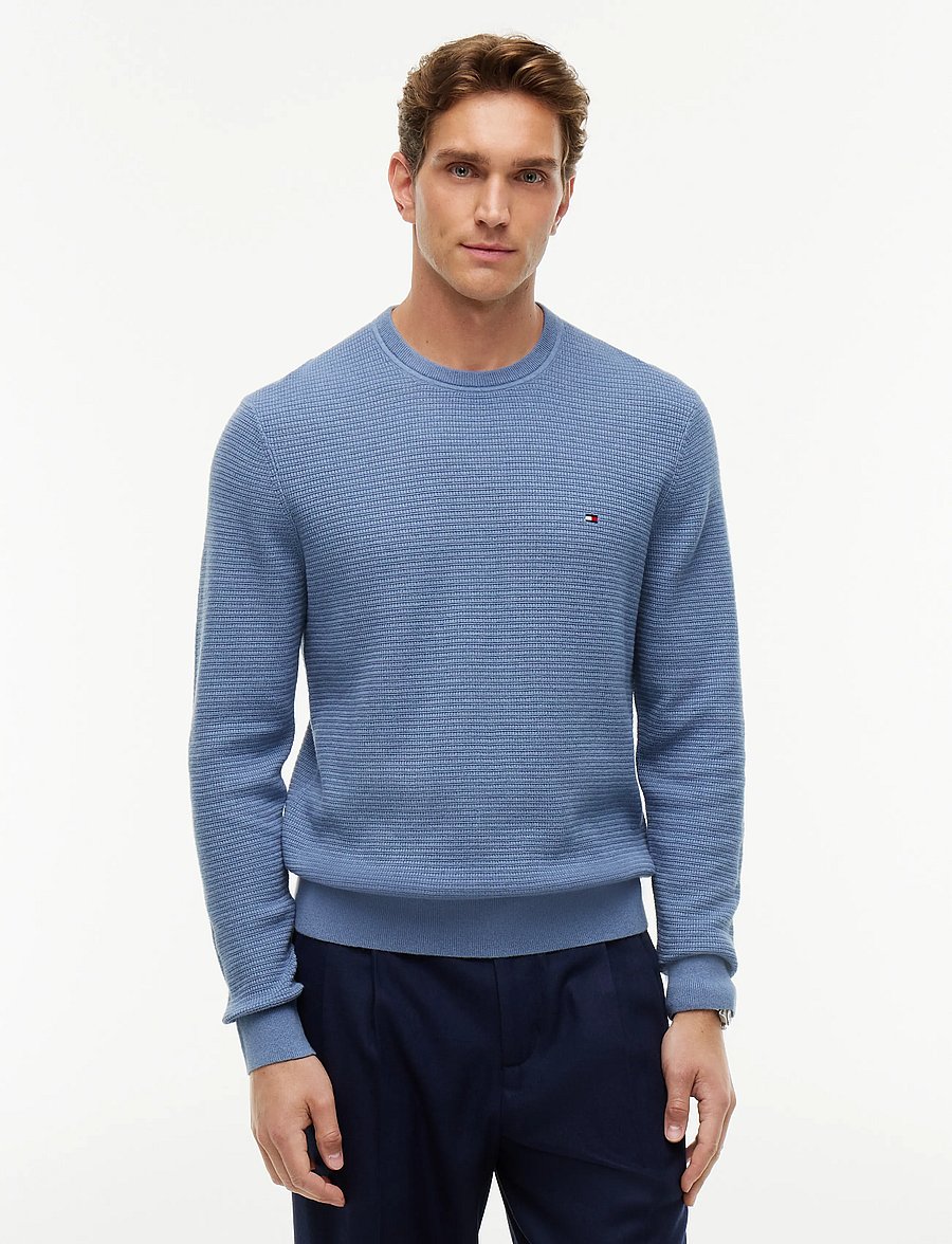 Tommy Hilfiger - PIMA CTN CASH STRUCTURE CREWNECK - rundhals - brisk blue heather - 0