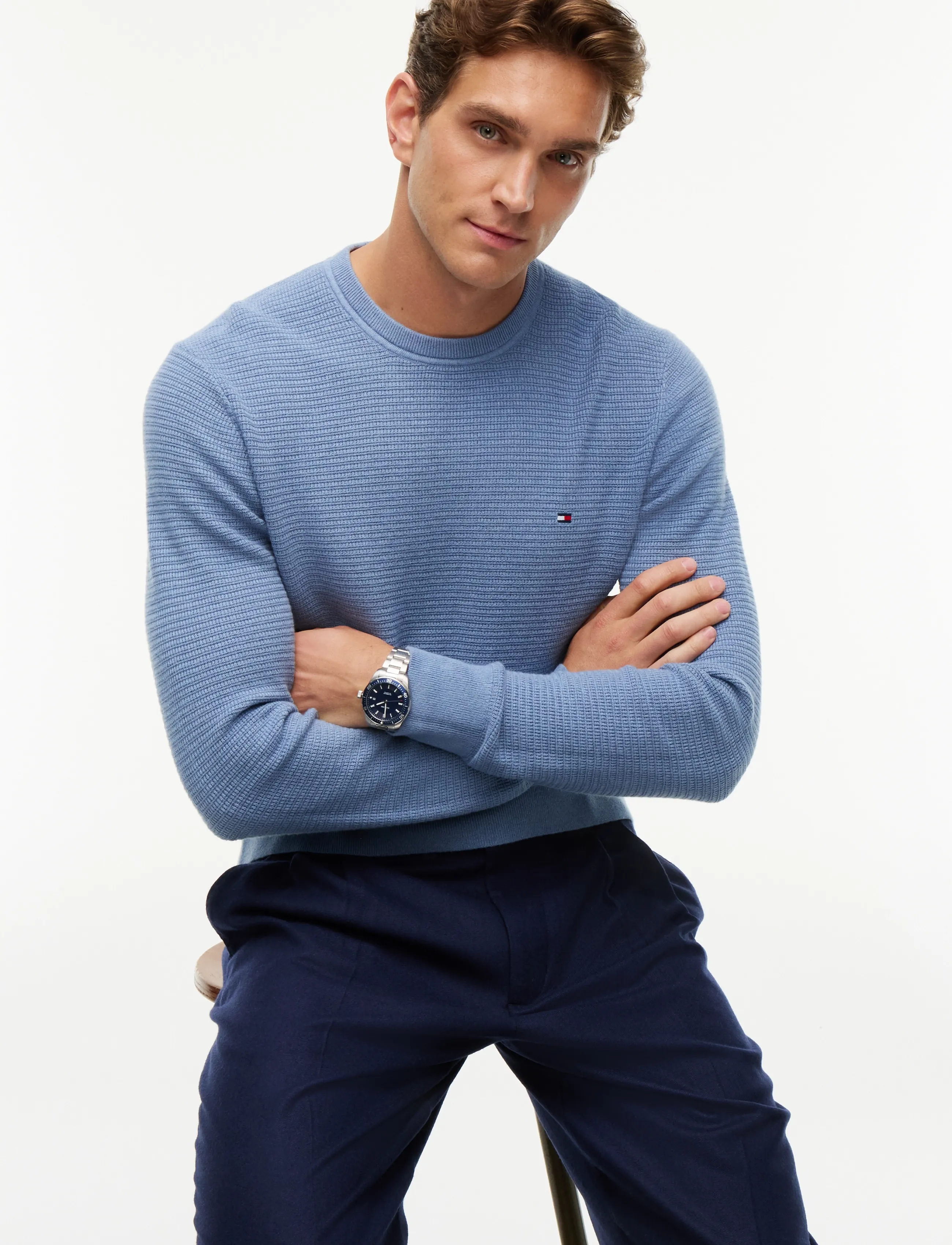 Tommy Hilfiger - PIMA CTN CASH STRUCTURE CREWNECK - rundhals - brisk blue heather - 3