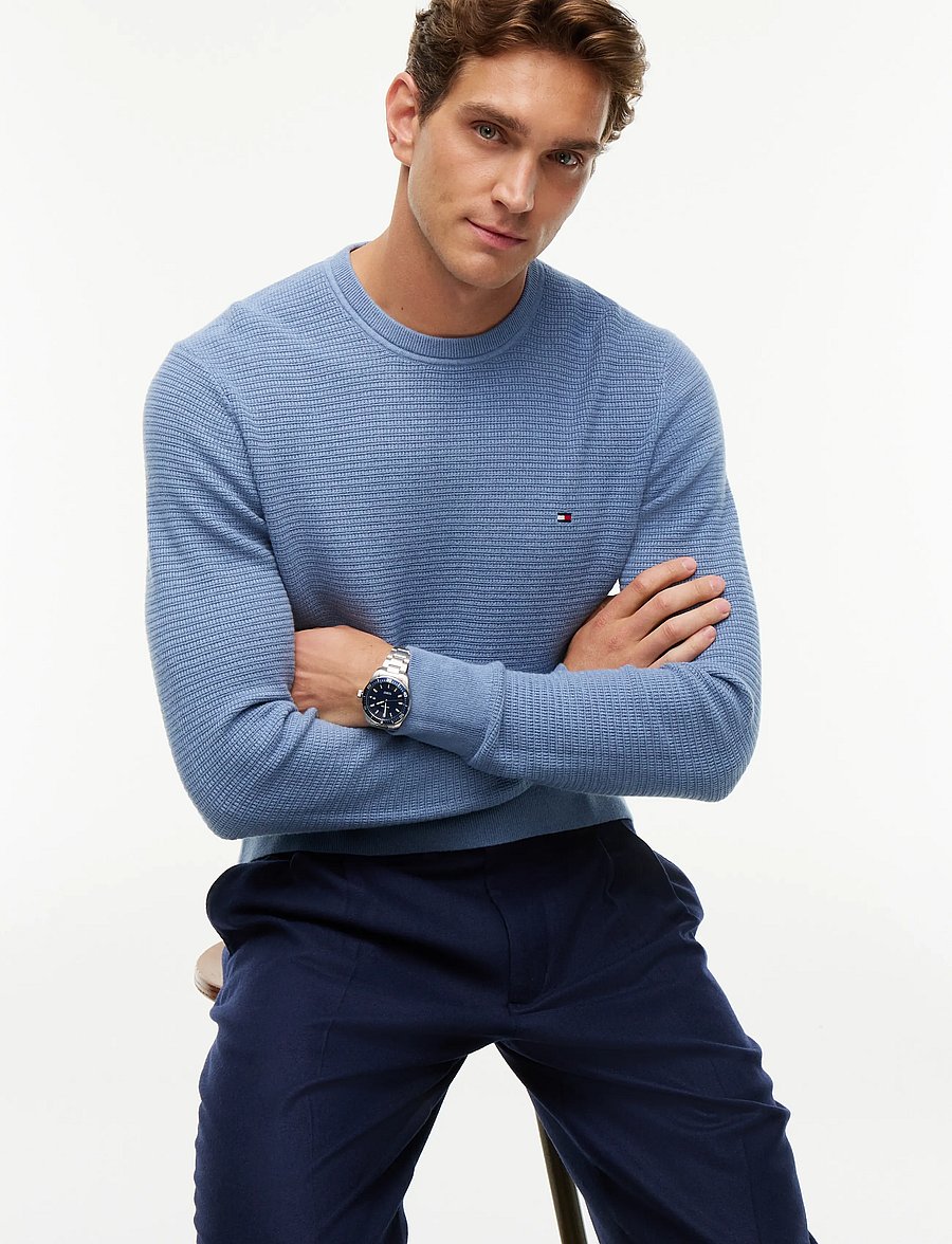 Tommy Hilfiger - PIMA CTN CASH STRUCTURE CREWNECK - rundhals - brisk blue heather - 3