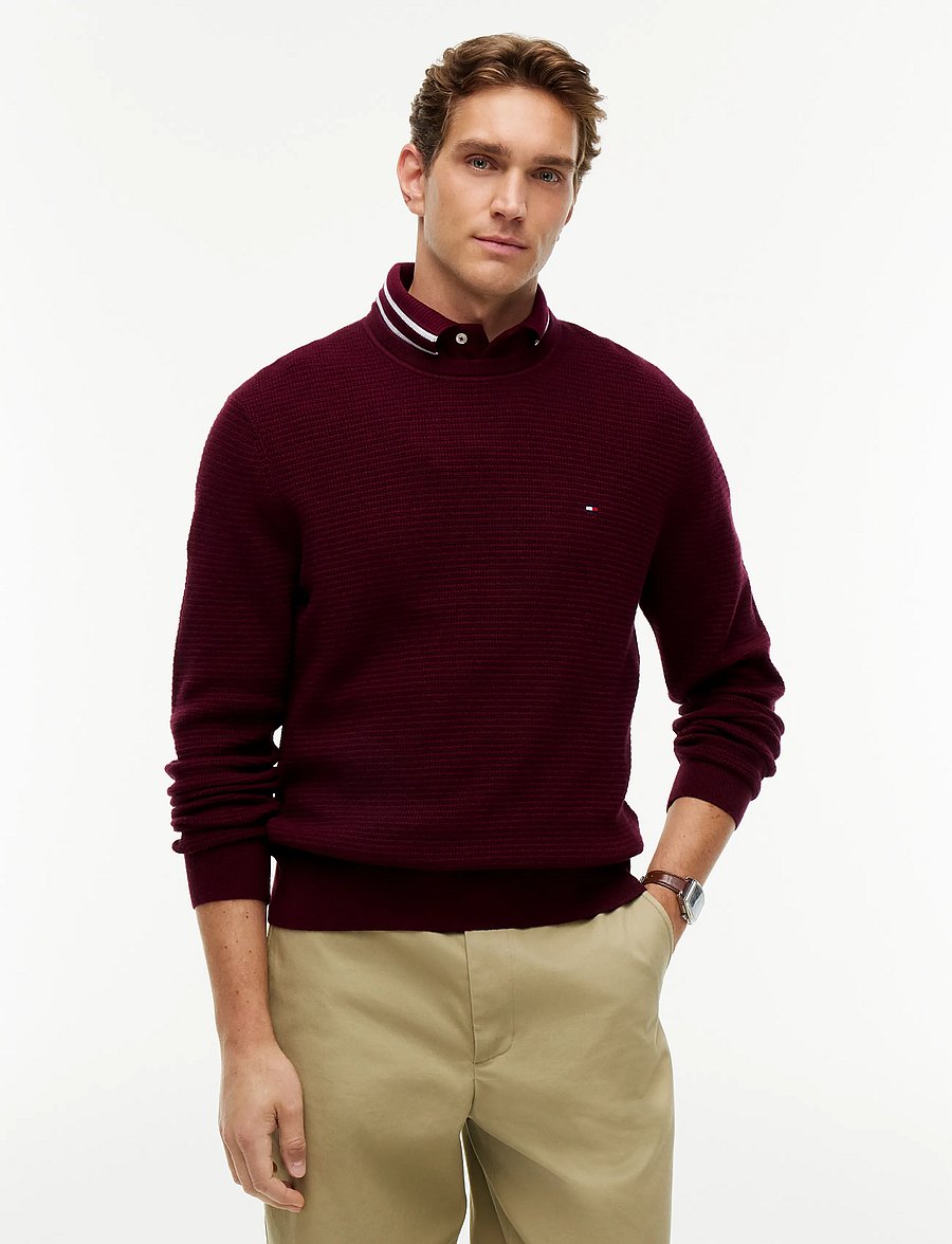 Tommy Hilfiger - PIMA CTN CASH STRUCTURE CREWNECK - rundhals - burgundy heather - 0