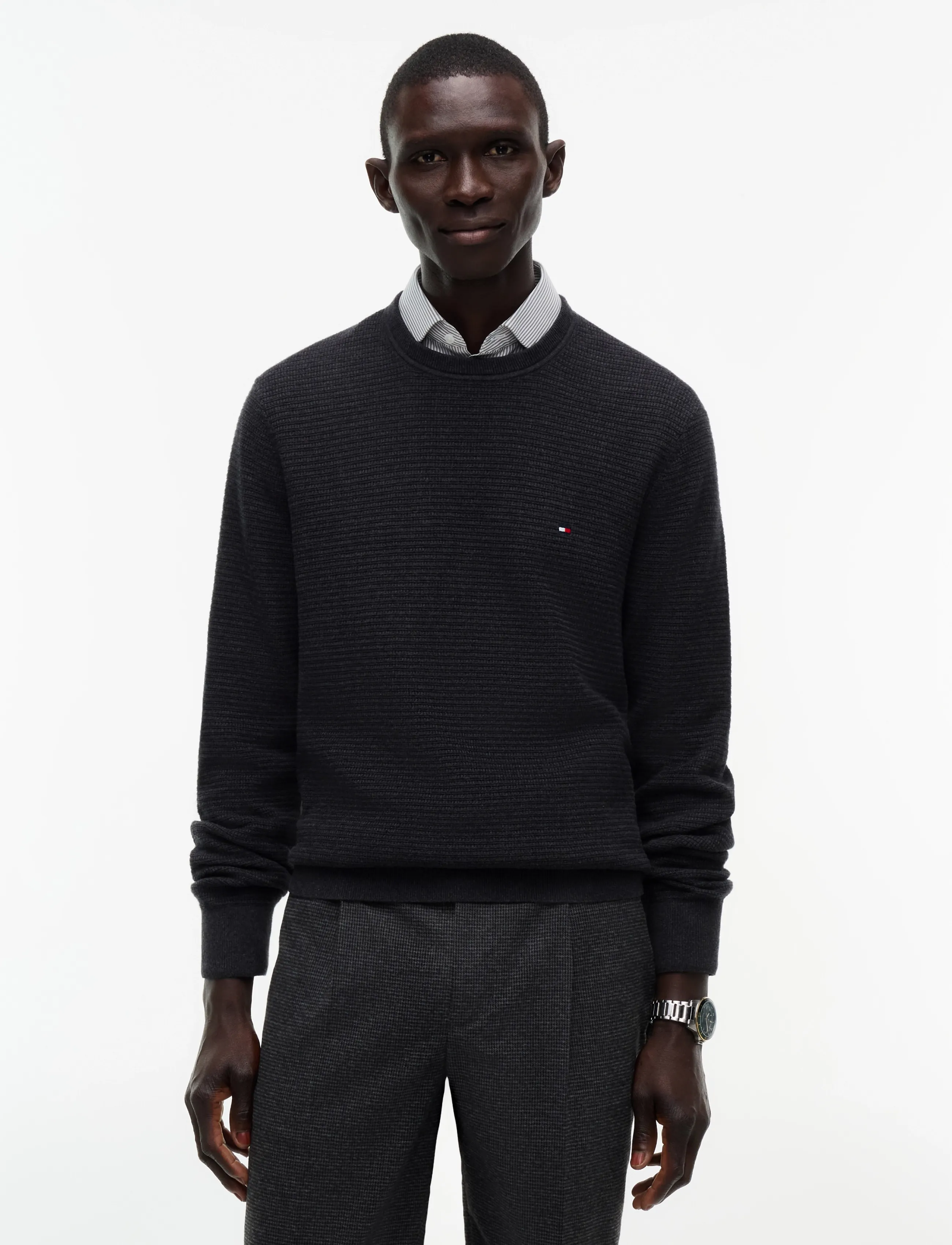Tommy Hilfiger PIMA CTN CASH STRUCTURE CREWNECK - Tommy Hilfiger - DARK GREY HEATHER / grey