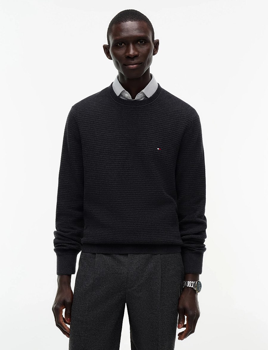 Tommy Hilfiger - PIMA CTN CASH STRUCTURE CREWNECK - rund hals - dark grey heather - 0