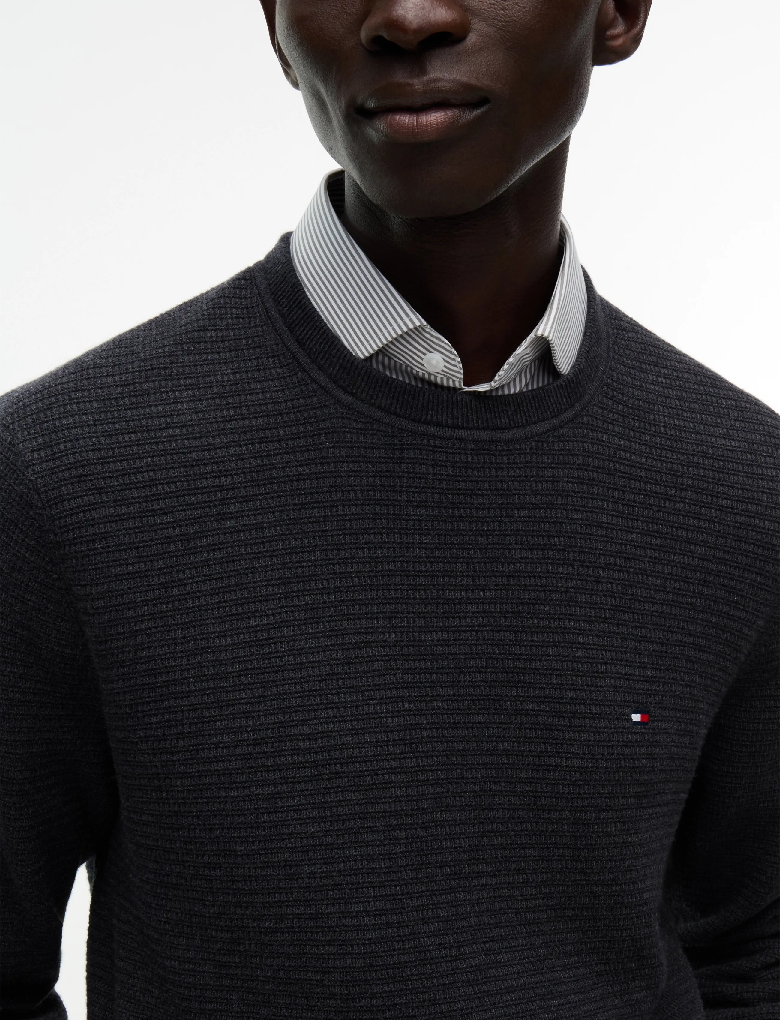 Tommy Hilfiger - PIMA CTN CASH STRUCTURE CREWNECK - rund hals - dark grey heather - 3