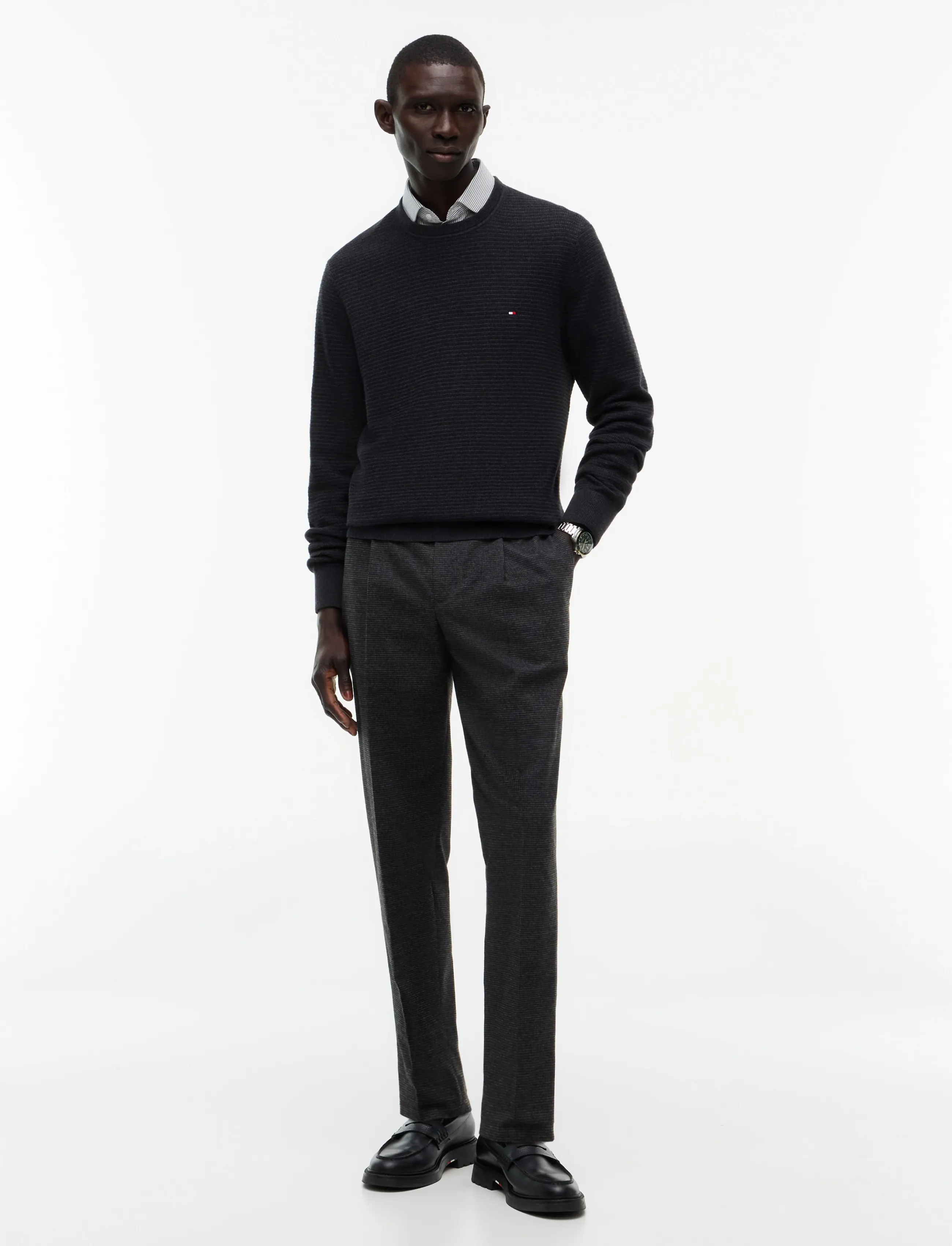 Tommy Hilfiger - PIMA CTN CASH STRUCTURE CREWNECK - rund hals - dark grey heather - 4