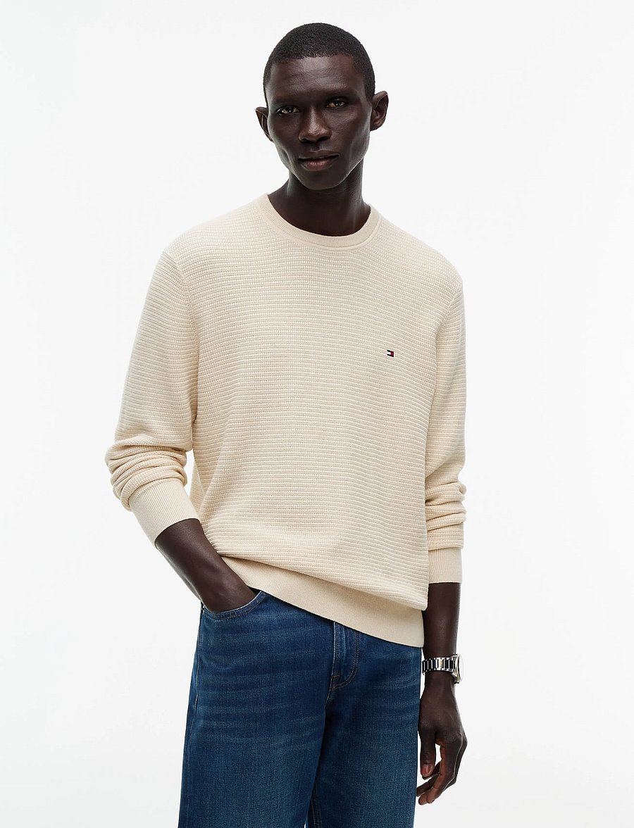 Tommy Hilfiger - PIMA CTN CASH STRUCTURE CREWNECK - rundhals - heathered oatmilk - 0