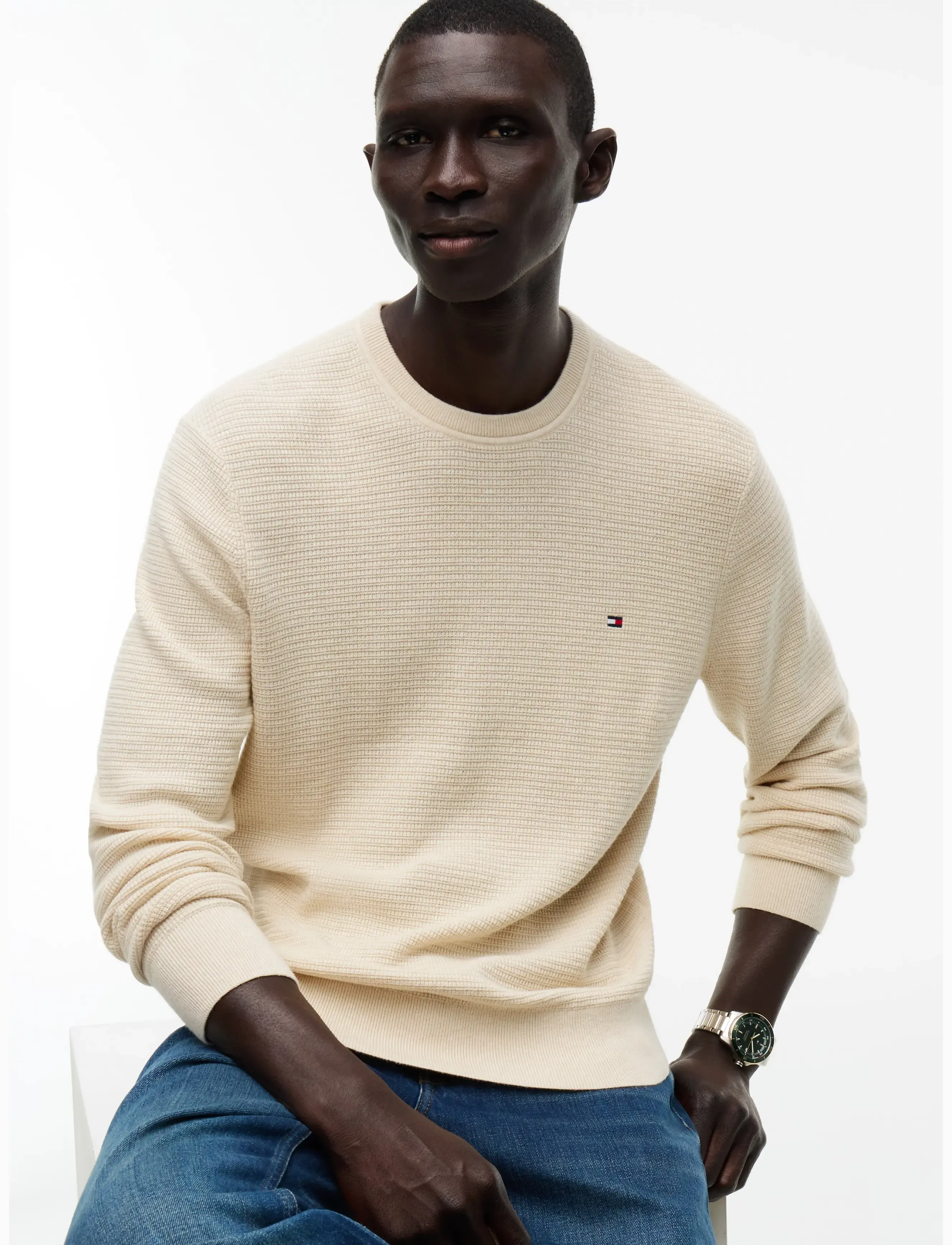Tommy Hilfiger - PIMA CTN CASH STRUCTURE CREWNECK - rundhals - heathered oatmilk - 3